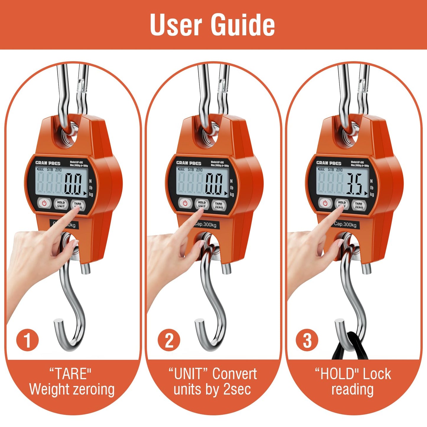 Digital Hanging Scale, Mini Crane Scale 660LB/300KG,Deer Hunting Scales,Digital Scale with Hooks for Farm Fishing, Fish,Luggage，Outdoor.