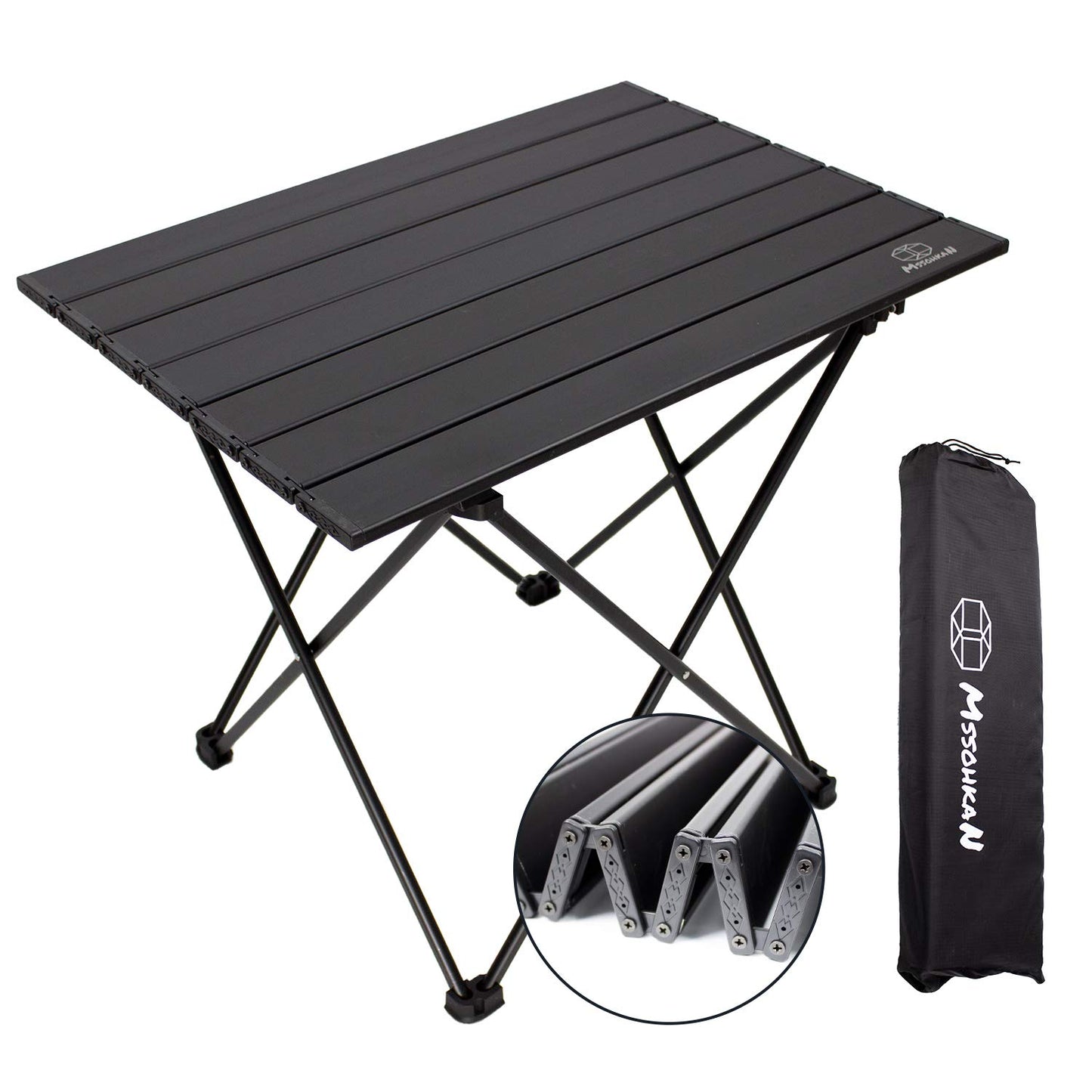 MSSOHKAN Camping Table Folding Portable Camp Side Table Aluminum Lightweight Carry Bag Beach