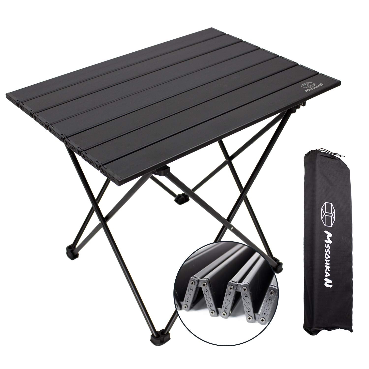MSSOHKAN Camping Table Folding Portable Camp Side Table Aluminum Lightweight Carry Bag Beach