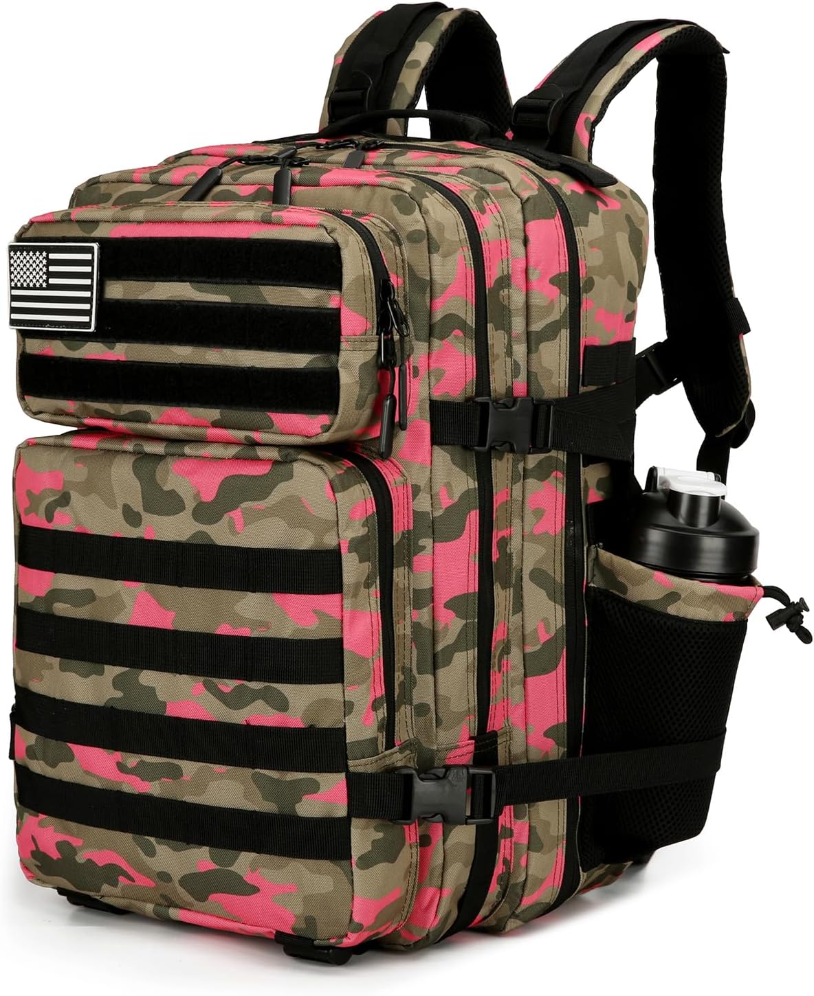 25L Tactical Backpack for Men and Women Military Backpack Army Assault Pack Molle Backpack Small Bug Out Bag Travel Rucksack Daypack (Pink Camo)