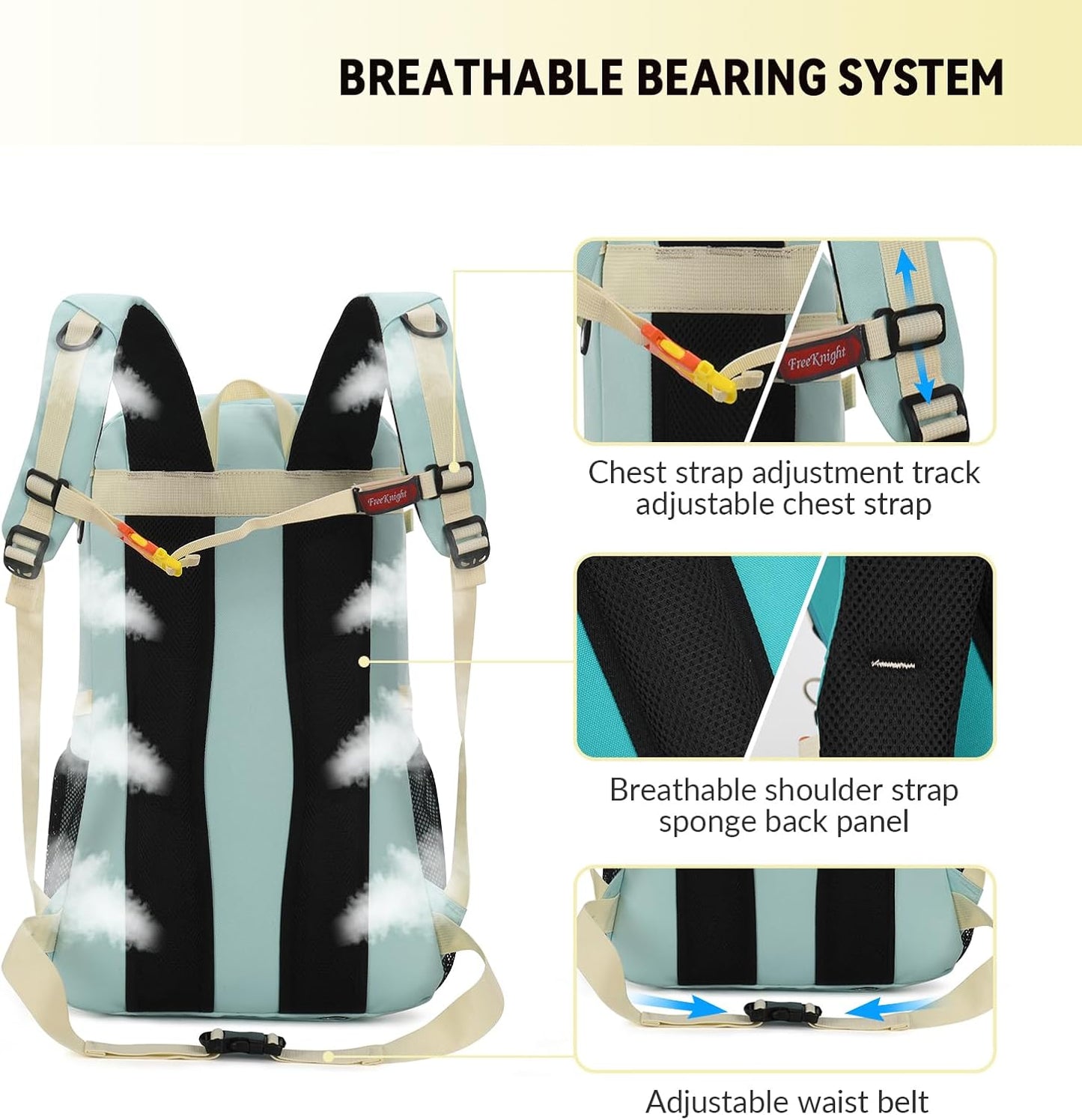 Bseash 40L Waterproof Hiking Camping Backpack with Rain Cover, Outdoor Sport Travel Bag Daypack for Climbing Skiing Cycling (Pink)