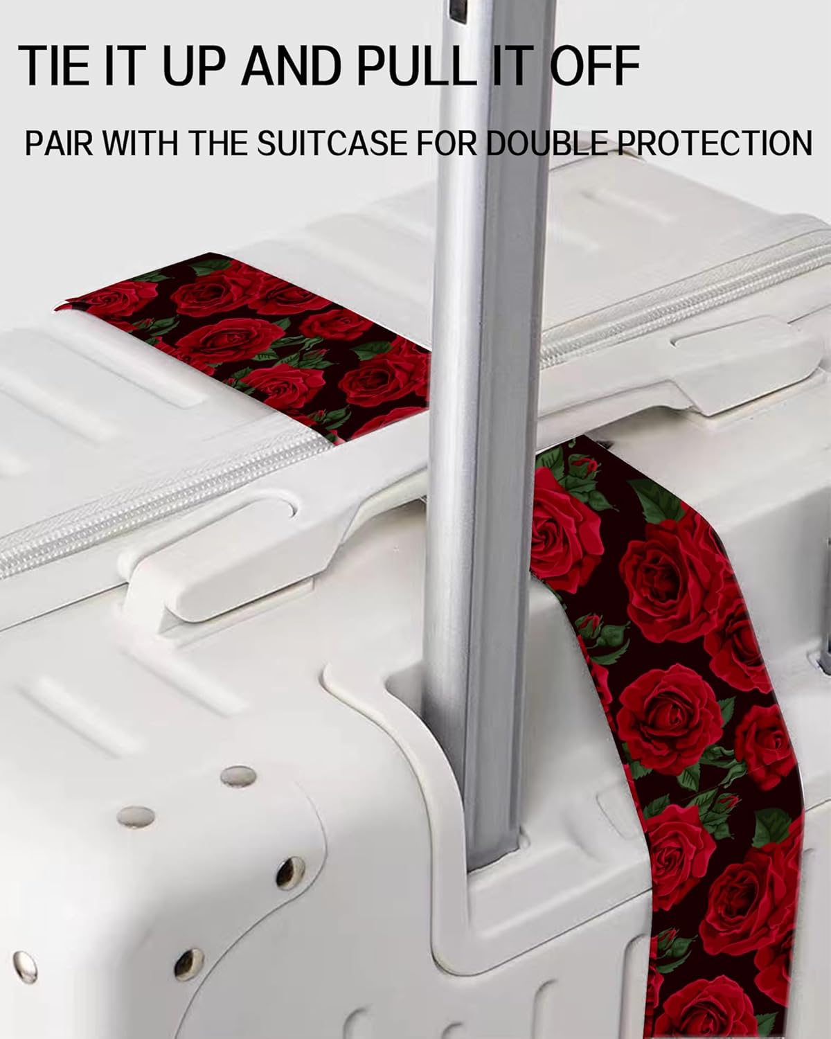 Luggage Straps for Suitcases, Adjustable Travel Belt, Durable Wide Luggage Strap, Cute Suitcase Strap Identifiers with Buckle, Bag Straps for Luggage, Luxury Roses