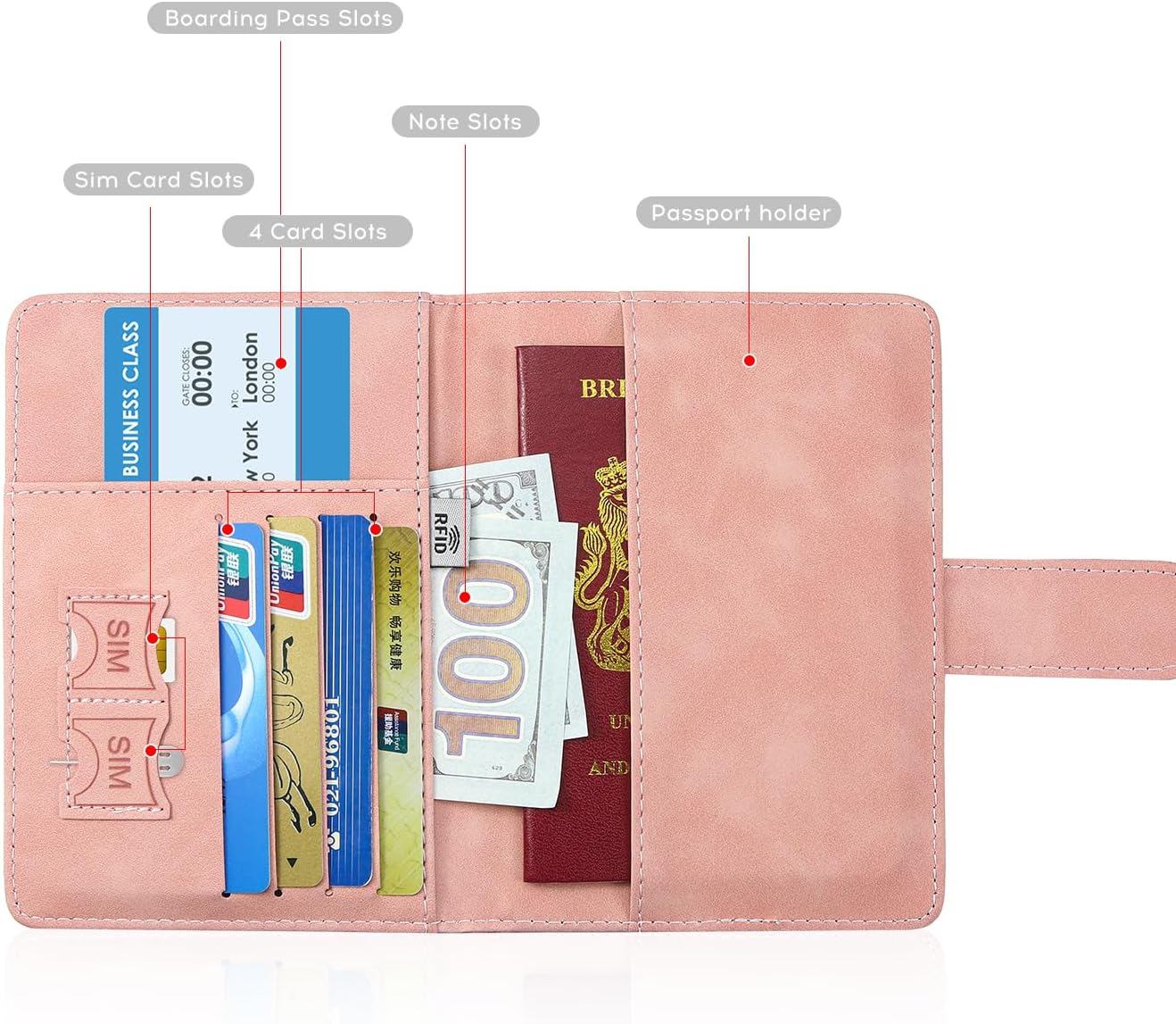 ILIYAH-Passport Cover-Passport Holder Travel Wallet-RFID Blocking Passport Case Travel Accessories Card Holder Wallet Unisex Travel Gifts(Pink)
