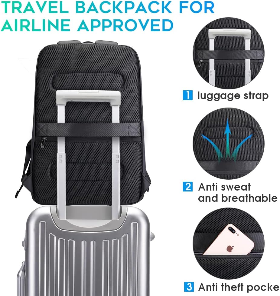 BANGE Business Smart Backpack Waterproof fit 15.6 Inch Laptop Backpack with USB Charging
