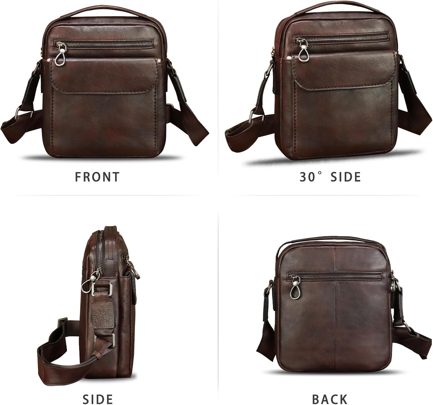Genuine Leather Messenger Bag for Men Shoulder Crossbody Bag Vintage Man Purse Satchel Handbag
