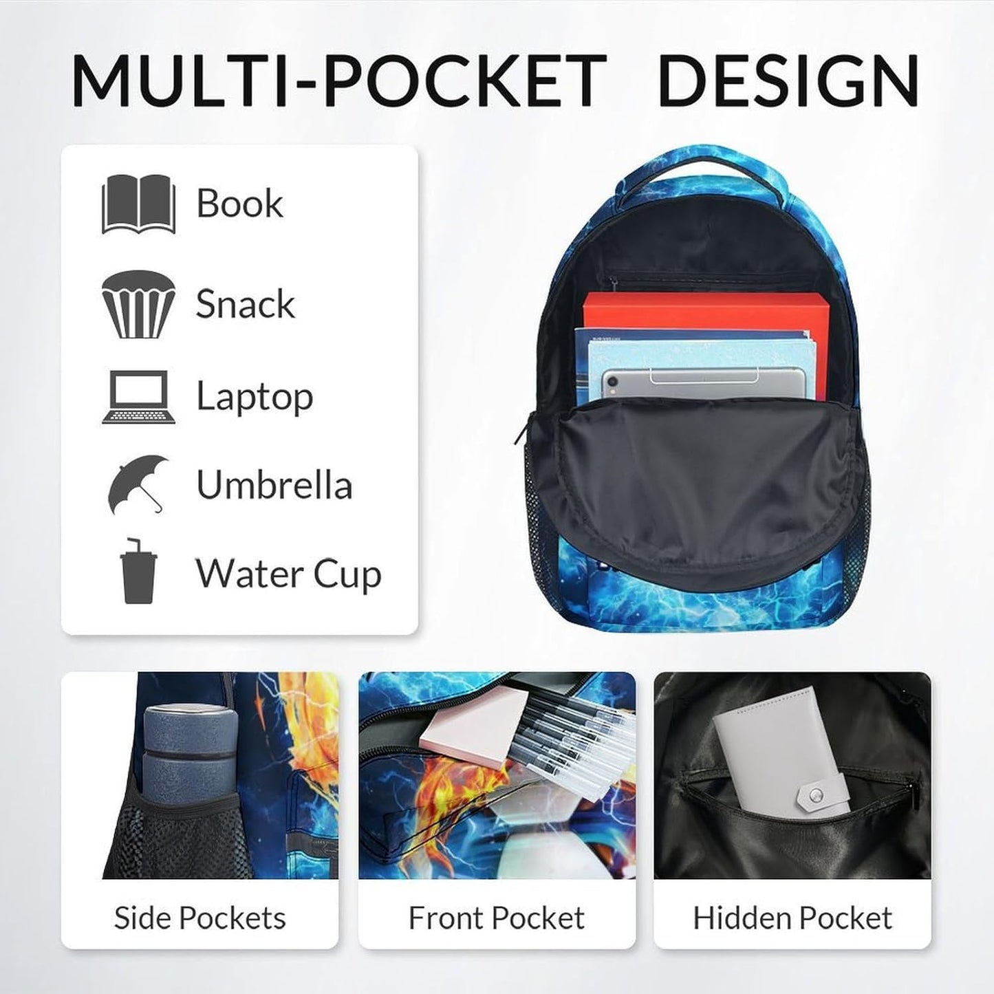 Kids Backpack - Personalized Soccer Backpacks for Boys Girls - Custom Sports Bookbag for Youth - Durable School Bag for Elementary(17 Inch)