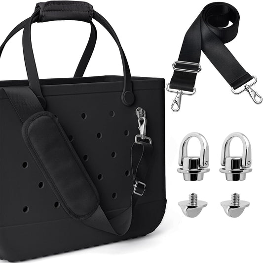SUITMAT Crossbody Strap for Bogg Bag with Rustproof Metal Connectors, Accessories for Bogg Bag, Widened Shoulder Strap for Rubber Beach Tote, Made of Anti-Slip Nylon,Black (Tote Not Included)