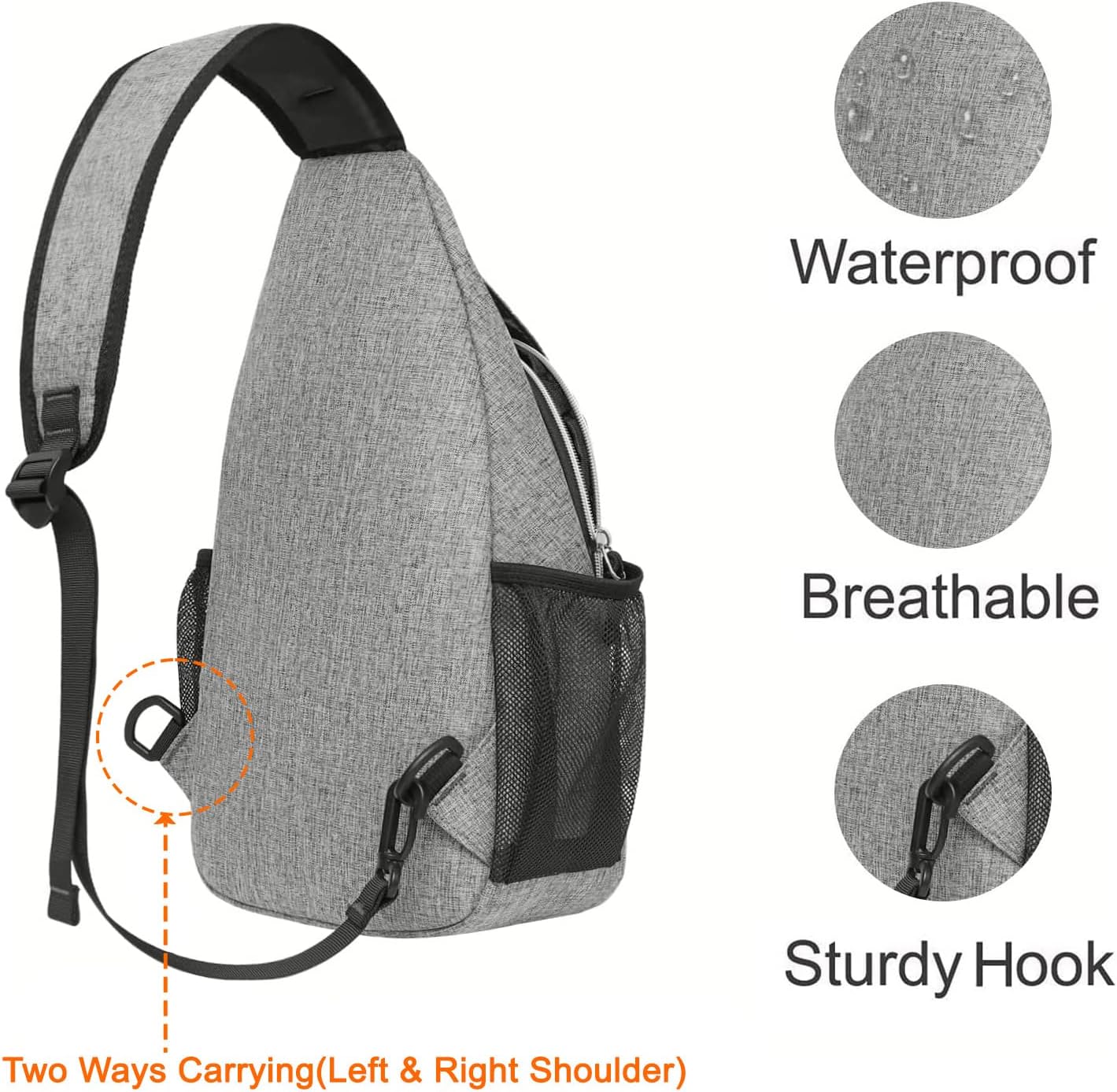 MOSISO Sling Backpack, Multipurpose Crossbody Shoulder Bag Travel Hiking Daypack