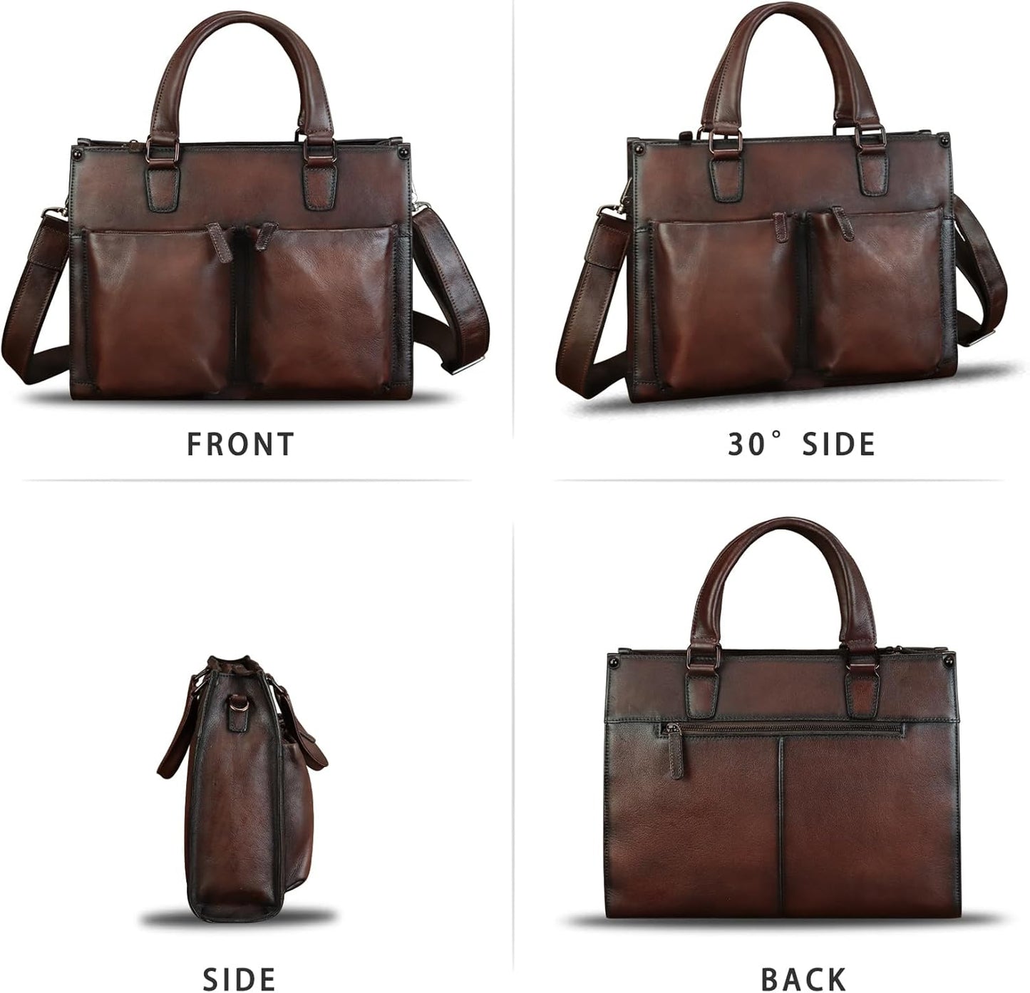 Genuine Leather Messenger Bag Briefcase for Men Vintage Real Leather Shoulder Bag Crossbody Bag Computer Laptop Bag
