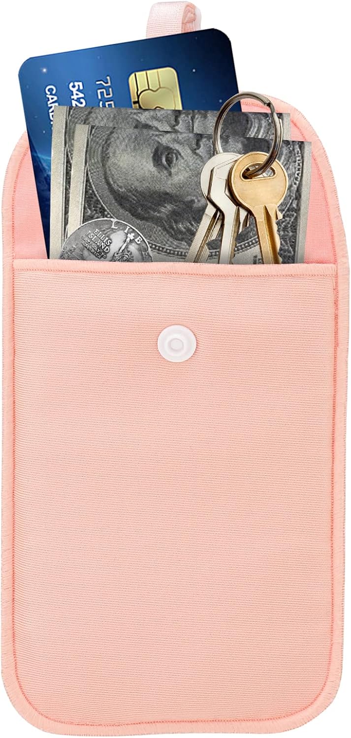 Hidden Bra Wallet, Travel Neck Pouch & Secert Money Pocket for Woman to Keep Valuables Safe for Secure Travel with Adjustable, Elastic Strap (Pink)