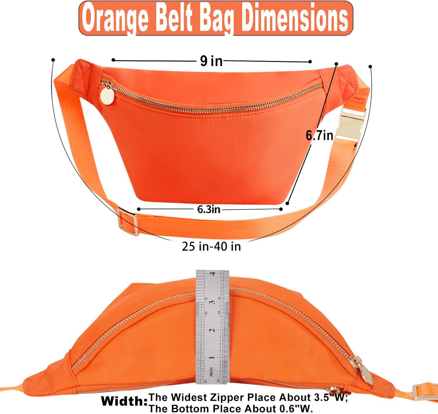 Belt Pack for Women Crossbody Bags for Women Travel Nylon Sling Fanny Waist (Orange)