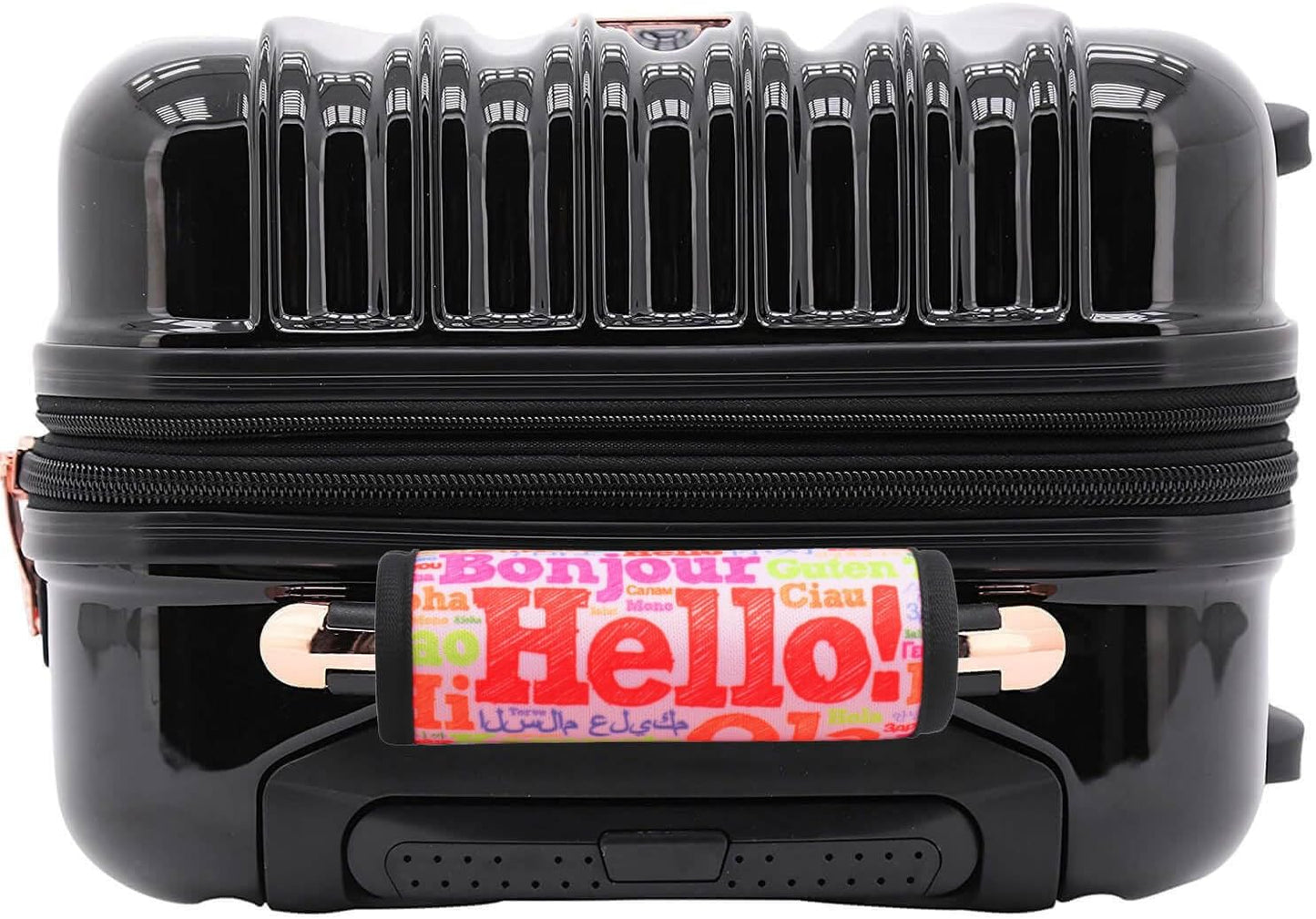 Luggage Handle Wrap for Suitcase-Printed Bright Neoprene Luggage Tags/Grips/Identifiers/Markers/Covers/Gripper for Suitcases Carry On Bags 5 Packs (Hello)