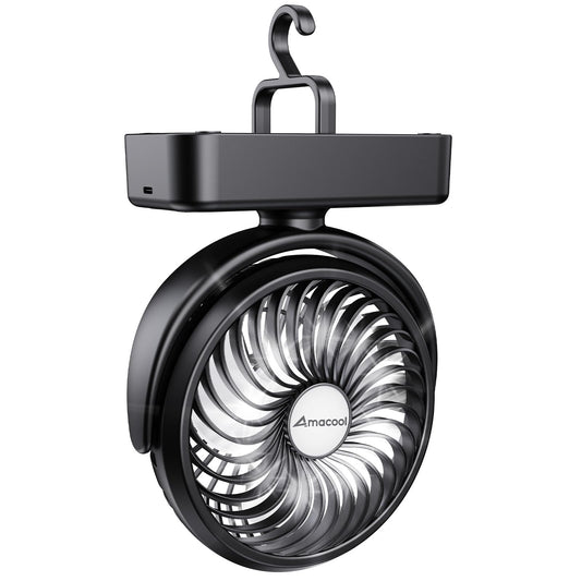 AMACOOL Portable Camping Fan with LED Lantern- 40H Work Time Rechargeable