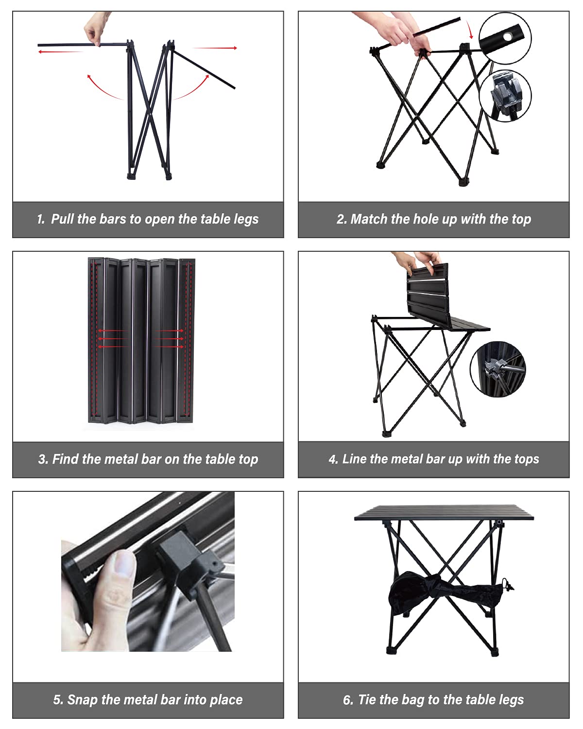 MSSOHKAN Camping Table Folding Portable Camp Side Table Aluminum Lightweight Carry Bag Beach