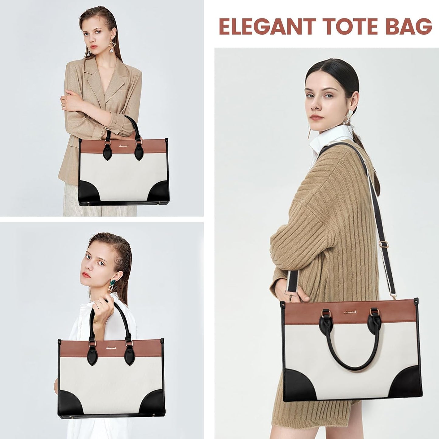 LOVEVOOK Laptop Bag for Women 15.6 lnch,Waterproof Laptops Tote Bags for Womens,Professional Work Bags for Women with Cup Holder,Large Laptop Purse Computer Briefcase Office Teacher Clutch Bag,2 PCS