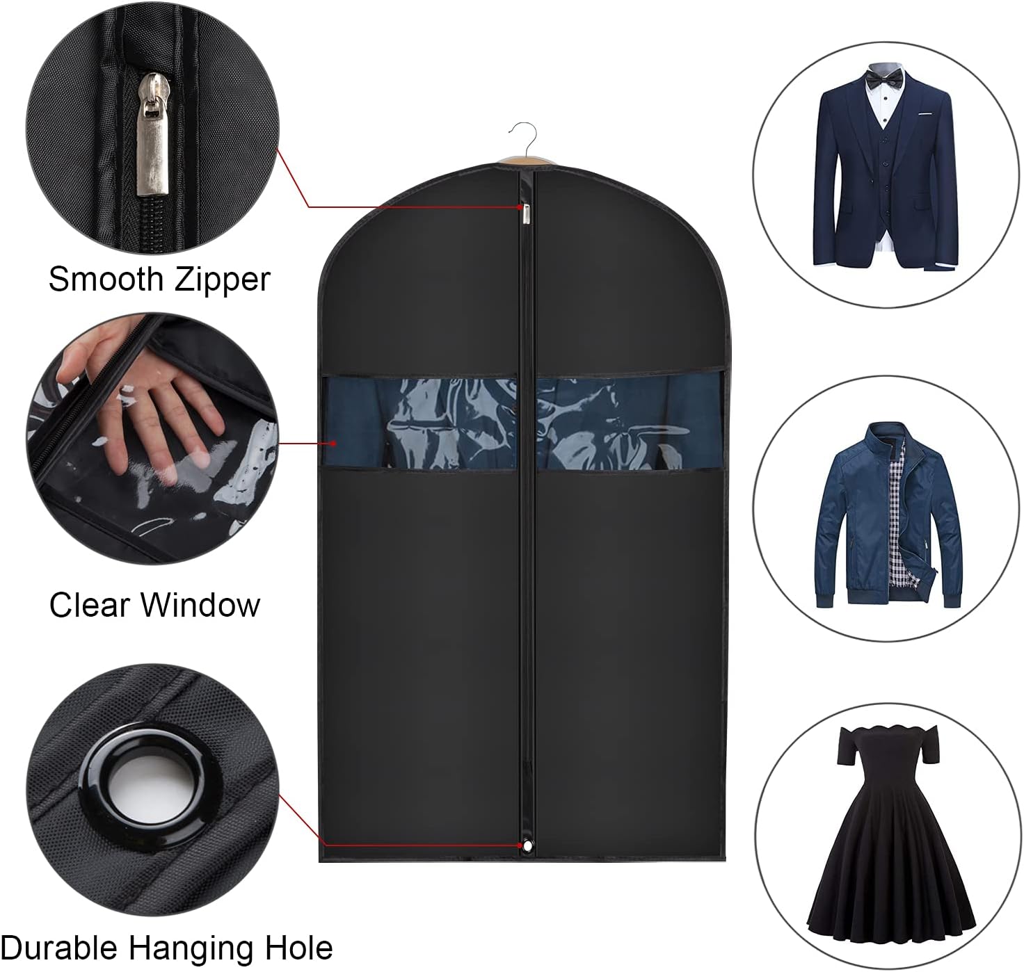Univivi 16 Pack Suit Garment Bag for Men, 40-Inch Suit Cover Bag Garment Bag for Multiple Suits for