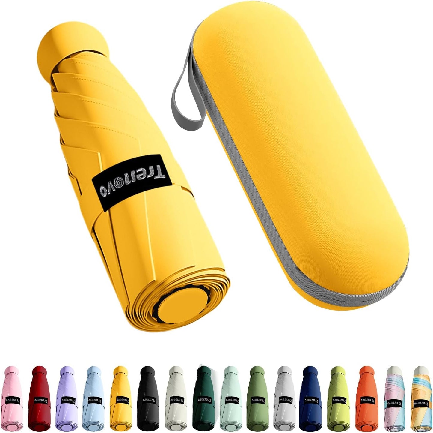 Travel Mini Folding Compact Umbrella with Case, 8 Ribs Lightweight Portable, Small Sun & Rain Pocket Umbrella for Girls and Women