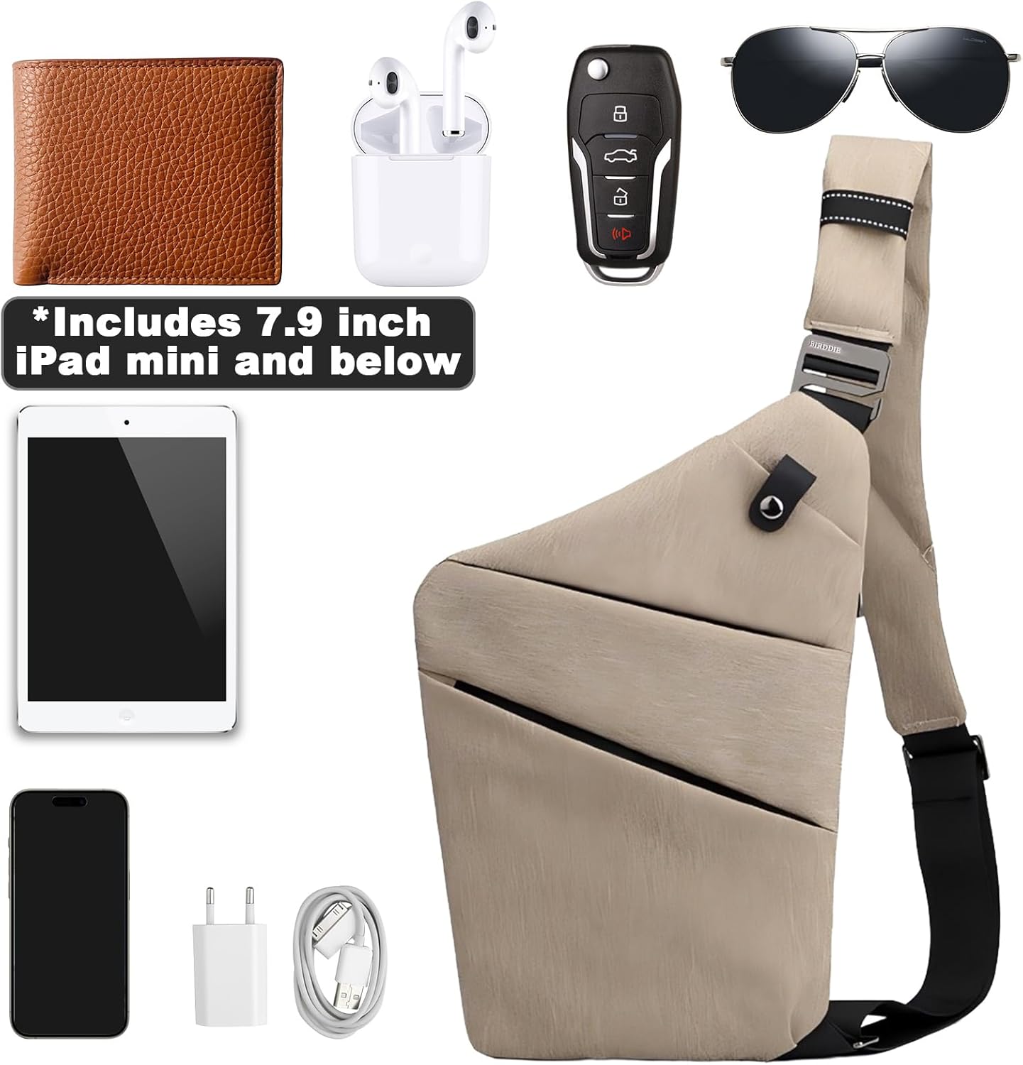 Anti Theft Travel Bag, One Shoulder Large Capacity Cross-body Bag Chest Fashion Lightweight Sling Bags for Travel Sports