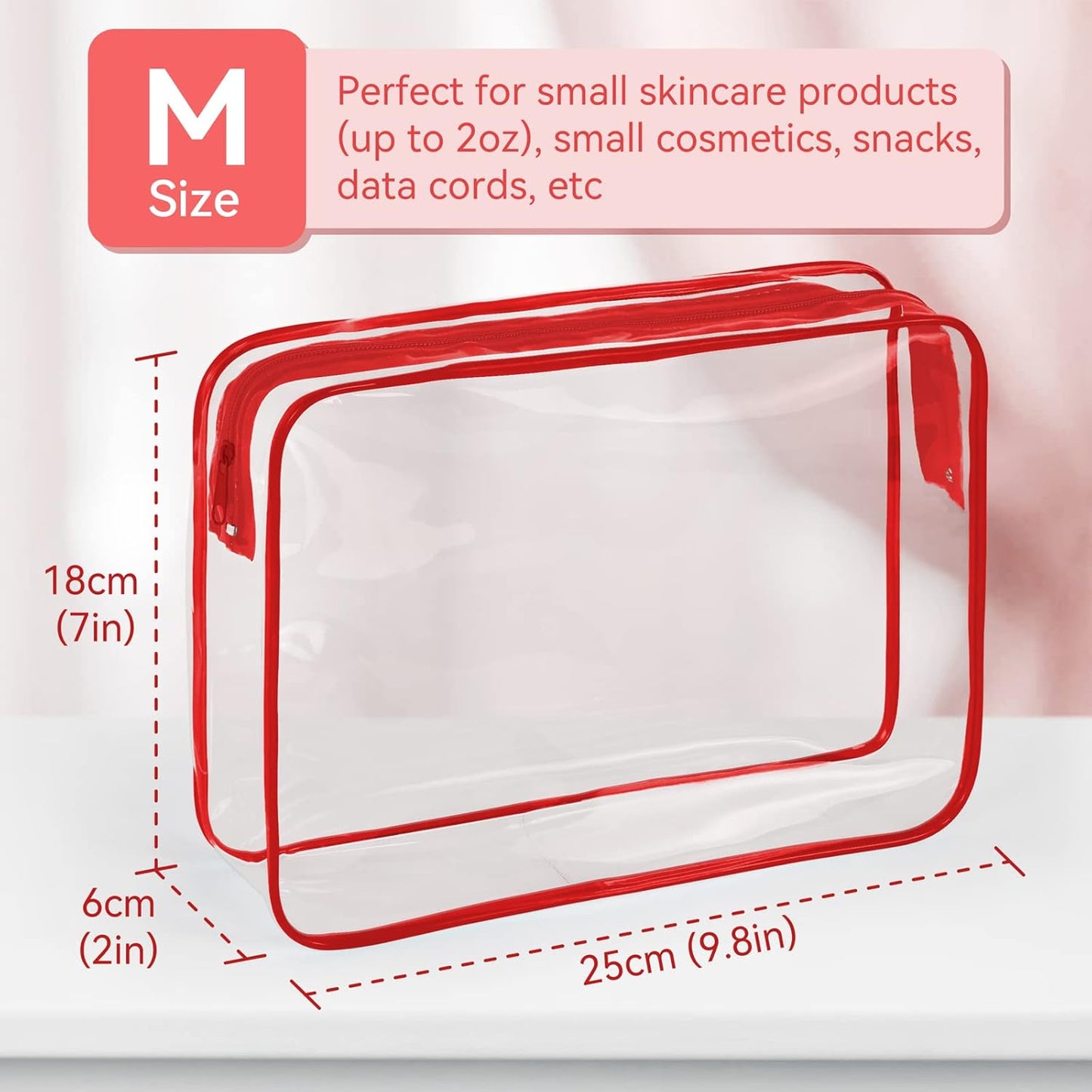 TISRATOK 12 PCS Clear Makeup Bag for Women with Zipper, TSA Approved Toiletry Pouch, Cosmetic Bag