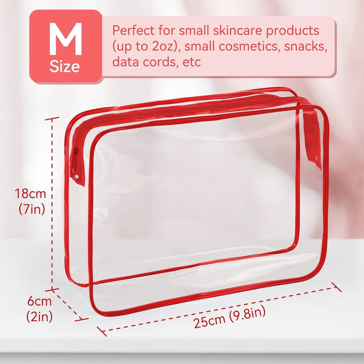 TISRATOK 12 PCS Clear Makeup Bag for Women with Zipper, TSA Approved Toiletry Pouch, Cosmetic Bag