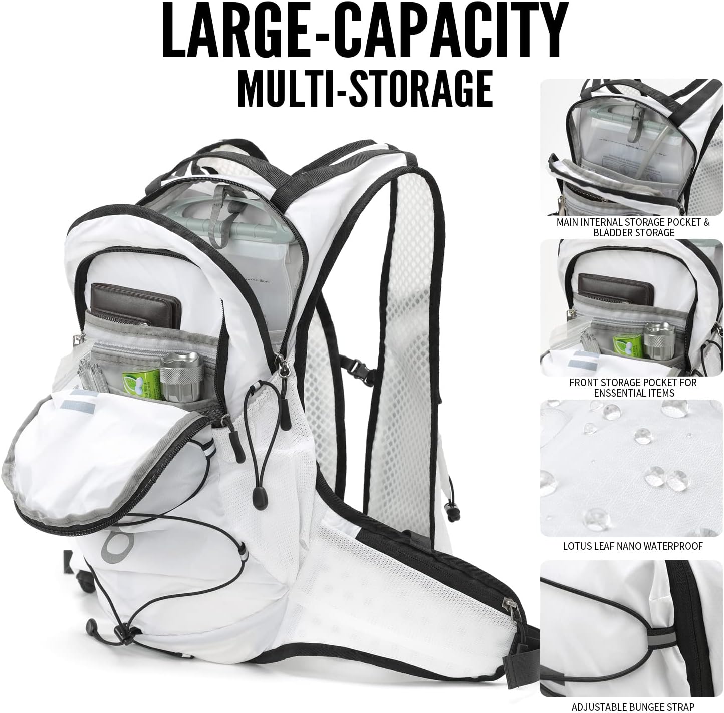 Hydration Pack Backpack, Lightweight Water Backpack with 2L Leakproof Hydration Bladder Daypack for Men Women,Running Hydration Vest for Outdoor Trail