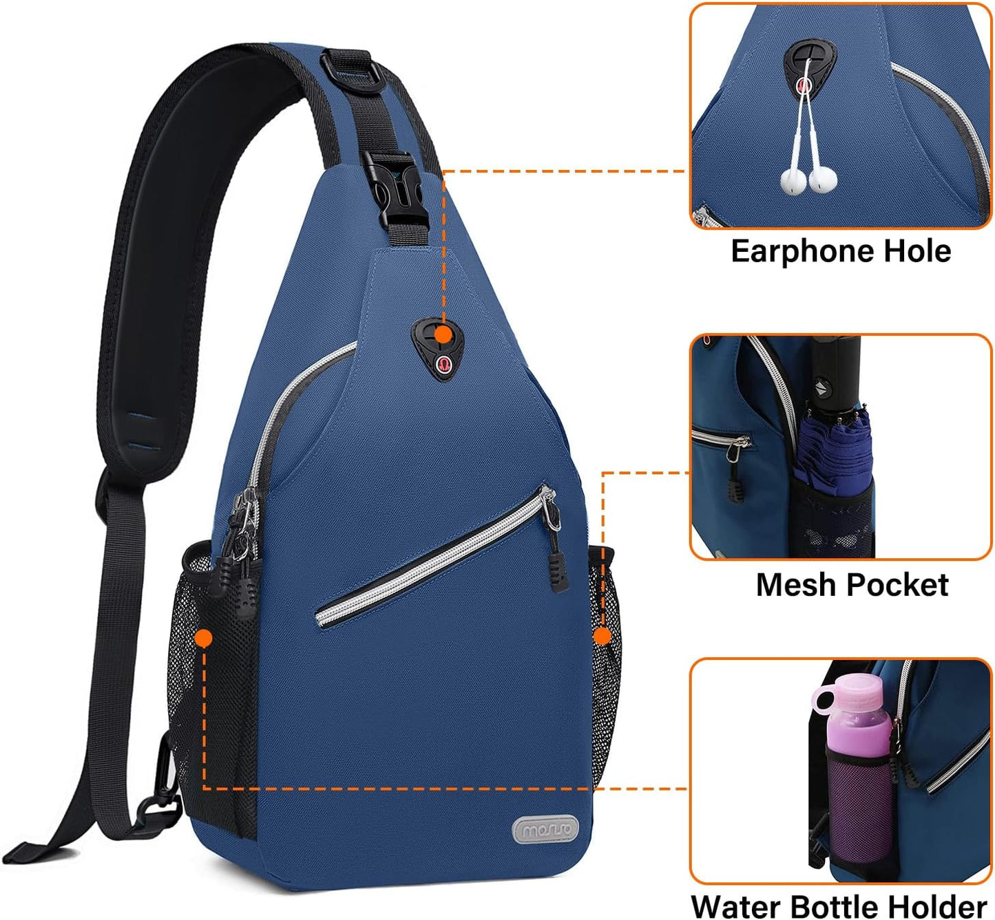 MOSISO Sling Backpack, Multipurpose Crossbody Shoulder Bag Travel Hiking Daypack