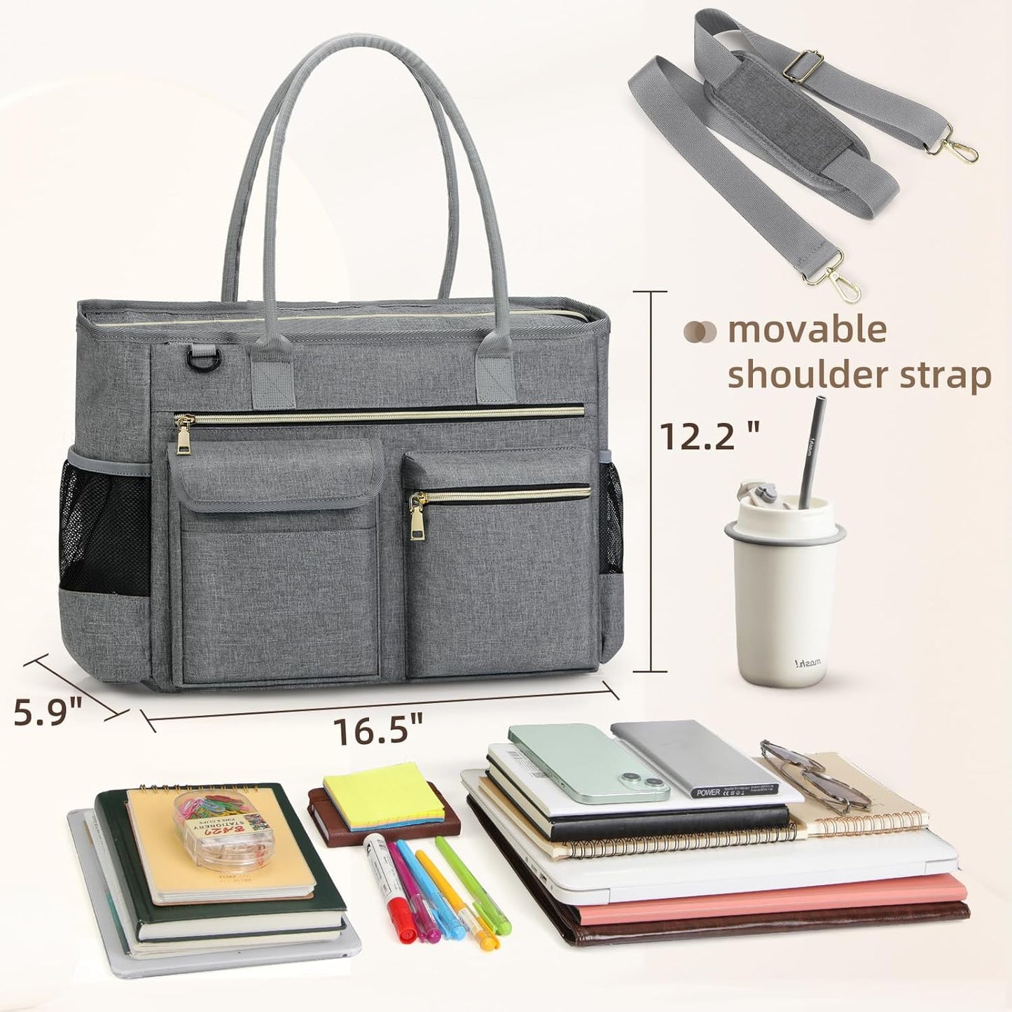 RAINSMORE Laptop Bag for Women 15.6 Inch Work Teacher Tote Nurse Bag Professional Laptop Tote Computer Messenger Shoulder Bags Large Handbag Business Office Work Briefcase