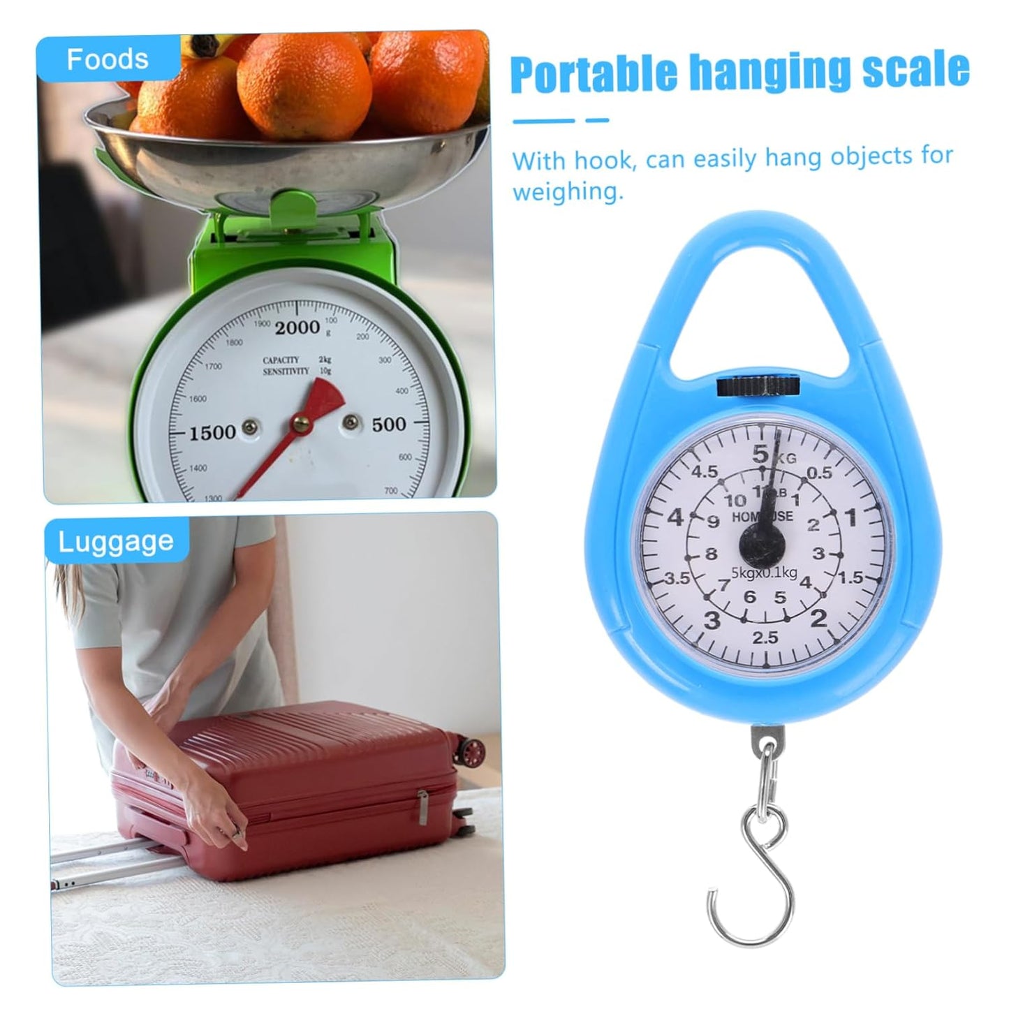 Weight Scale for Luggage Mini Spring Balance Hook Portable Handheld Scale for Travel and Camping