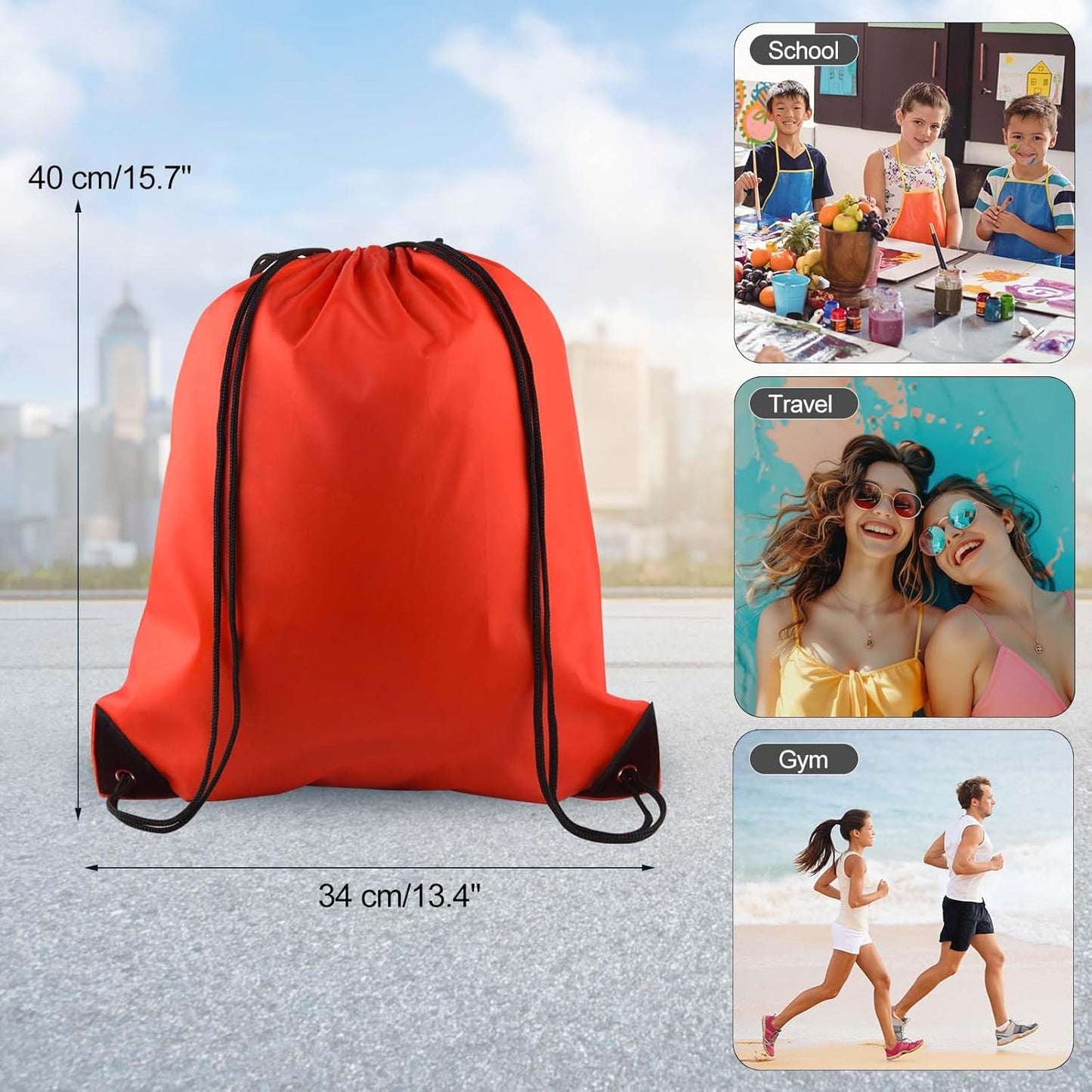 PLULON 2Pcs Drawstring Bags Bulk Drawstring Backpack Red Black String Backpack Cinch Sack Sport Gym Backpack Bags for Yoga Traveling Outdoor Sports