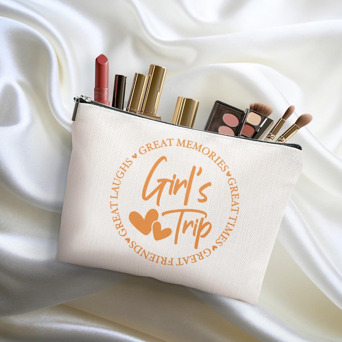 5Pcs Girls Trip Gifts Favors, Girls Weekend Gifts Makeup Bag, Bestie Gifts Weekend Bag Vacation 2025 Cosmetic Bag, Friendship Gifts for Women Best Friend, Graduation Wedding Gifts Toiletry Bag