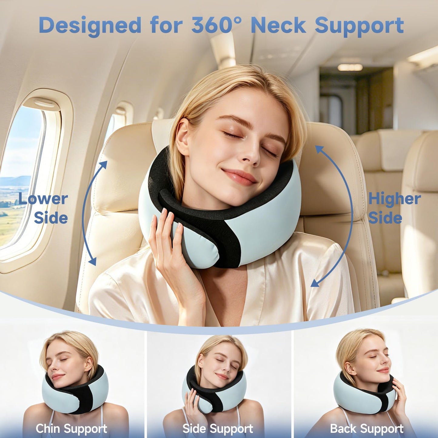 Travel Pillow for Airplanes, Memory Foam Airplane Neck Pillow for Train
