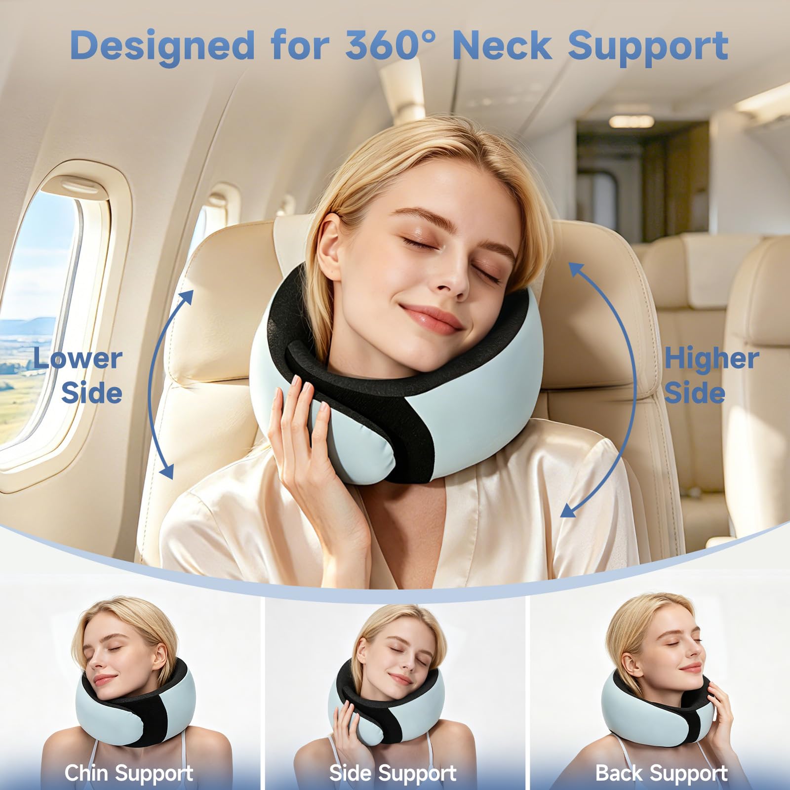 Travel Pillow for Airplanes, Memory Foam Airplane Neck Pillow for Train