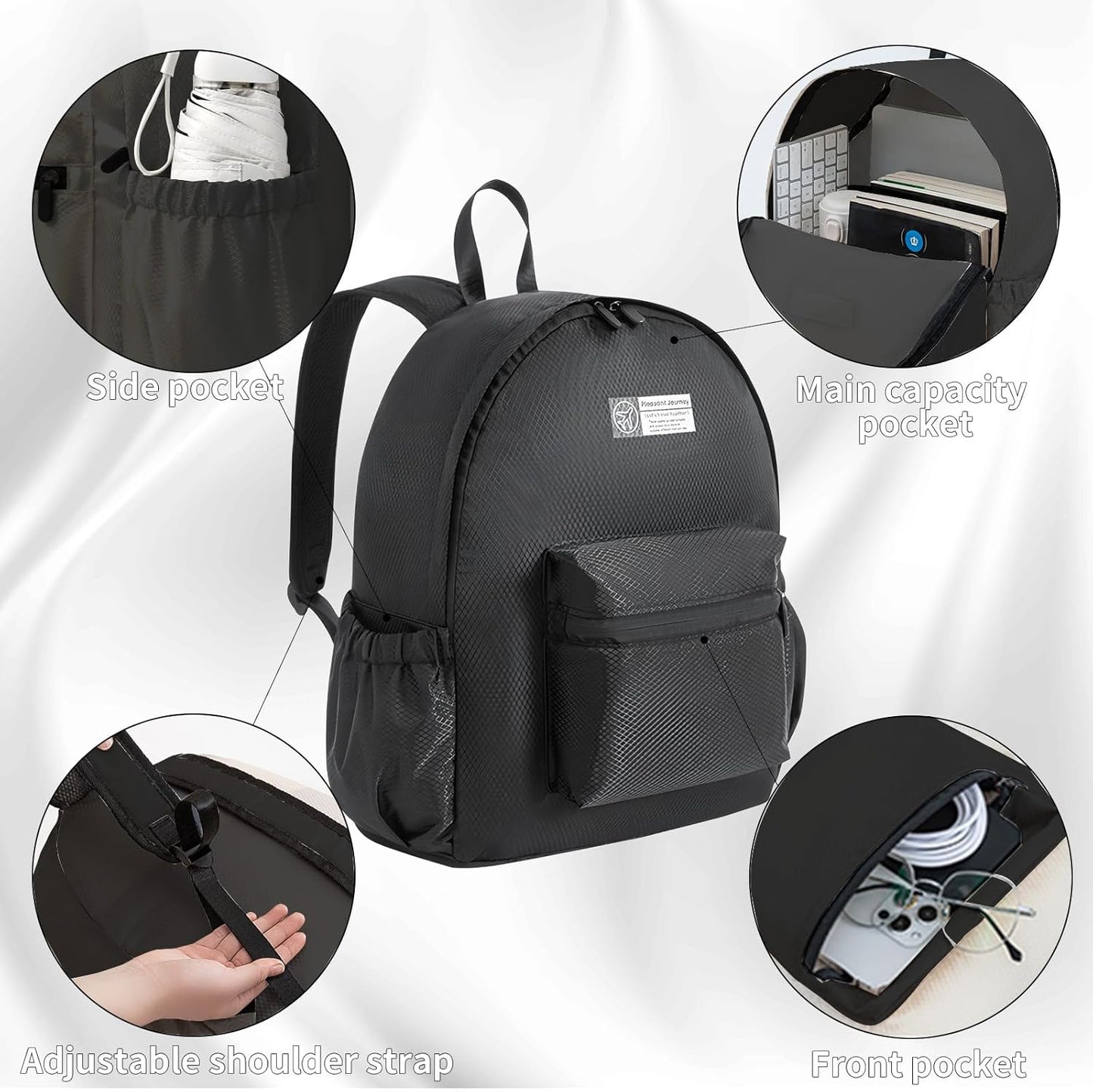 Lightweight Packable Backpack 15L Foldable Hiking Backpacks Men &Women Daypack for Travel (Black)