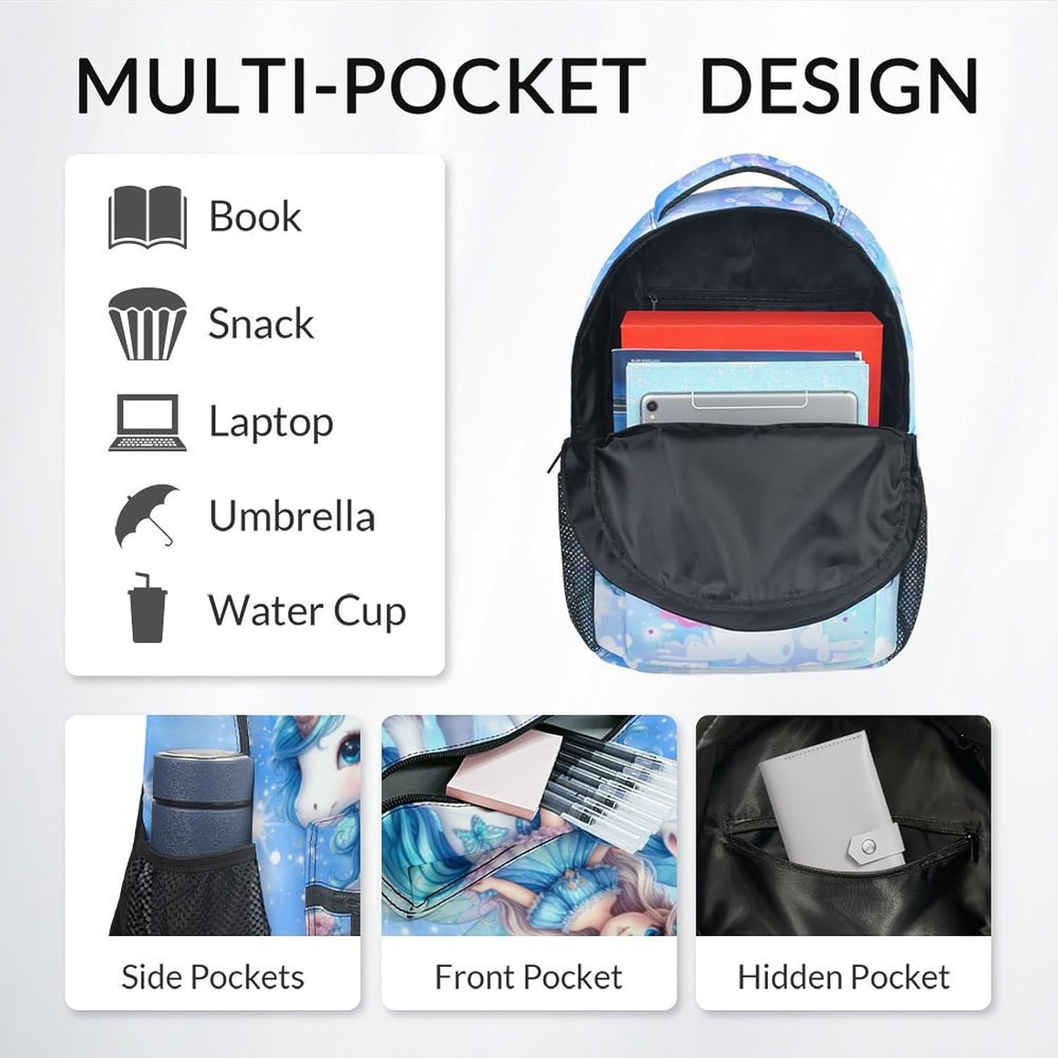 School Backpack for Girls - Unicorn Backpack for Unicorn Lovers - Fairy Kids Bookbag School
