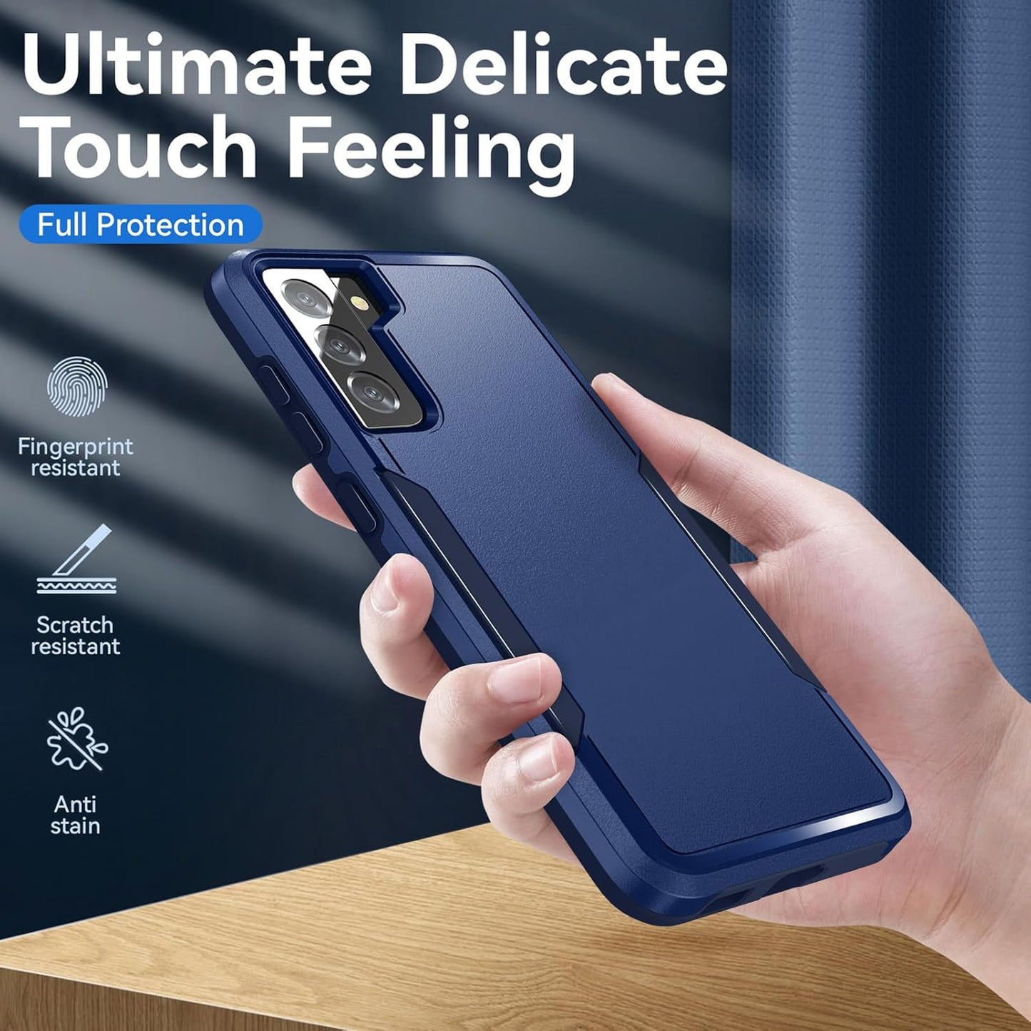 for Galaxy S21 Case with Screen Protection: Heavy Duty Protective Shockproof and Scratch Proof Cell Phone case for Samsung Galaxy S21-Blue