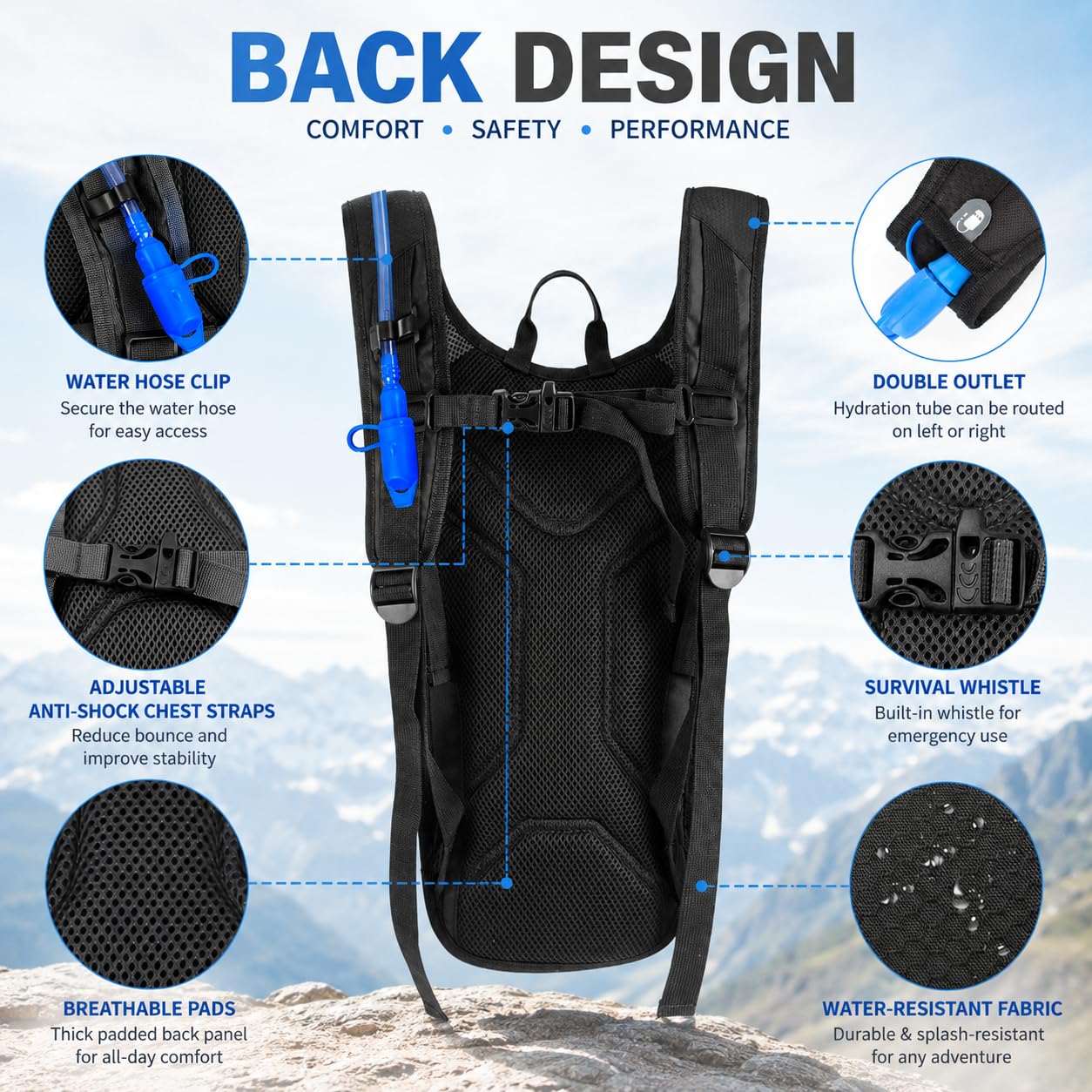 Zavothy Lightweight Hydration Backpack with 2L Water Bladder Water Backpack Hydration Pack for