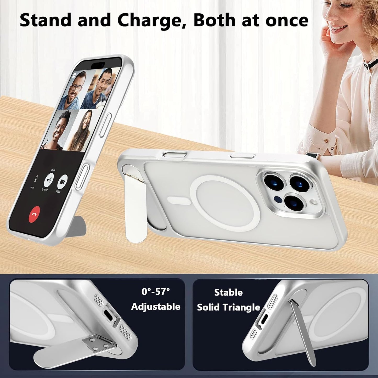 Tikoo Strong Magnetic for iPhone 16 Pro Max Case with Magsafe and Built-in Invisible Kickstand Slim Translucent Matte Military Grade Protective Phone Case for iPhone 16 Pro Max 6.9