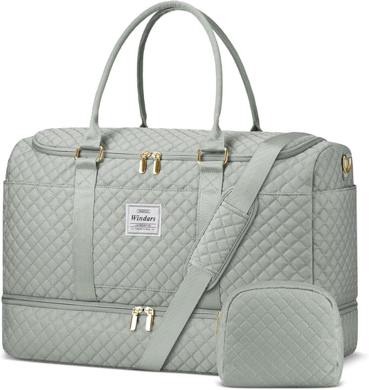 Travel Duffle Bag, Weekender Bags for Women with Shoe Compartment, Overnight Bag with Toiletry Bag, Carry On Duffel Bags For Airplanes, Yoga Gym Duffel Bag, Dark Green