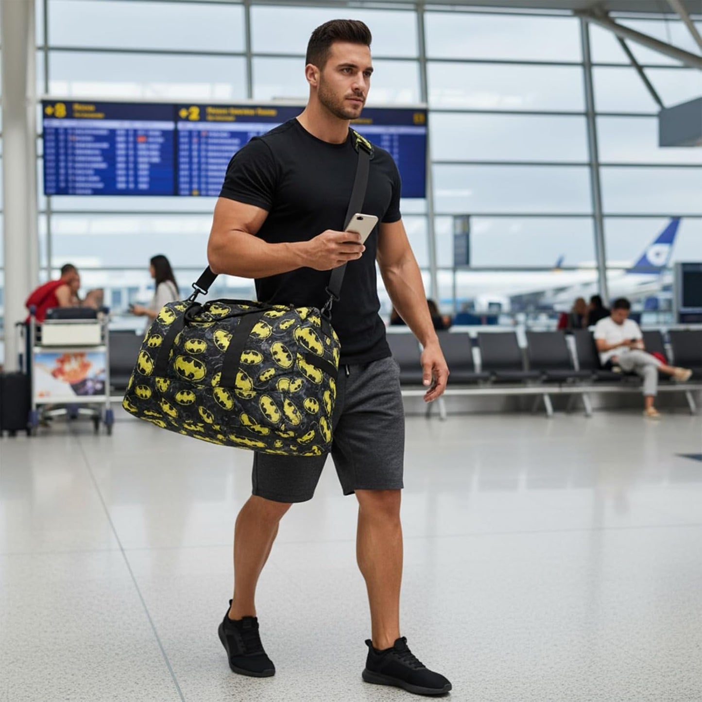 BT Man Duffle Bag with Pouch–Canvas Large Capacity Water-Resistant |Travel Gym & Sports Bag-Adjustable Strap Metal Swivel Hook & Shoe Compartment | Luggage Camping Birthday | Unisex Gift Men Women Kid