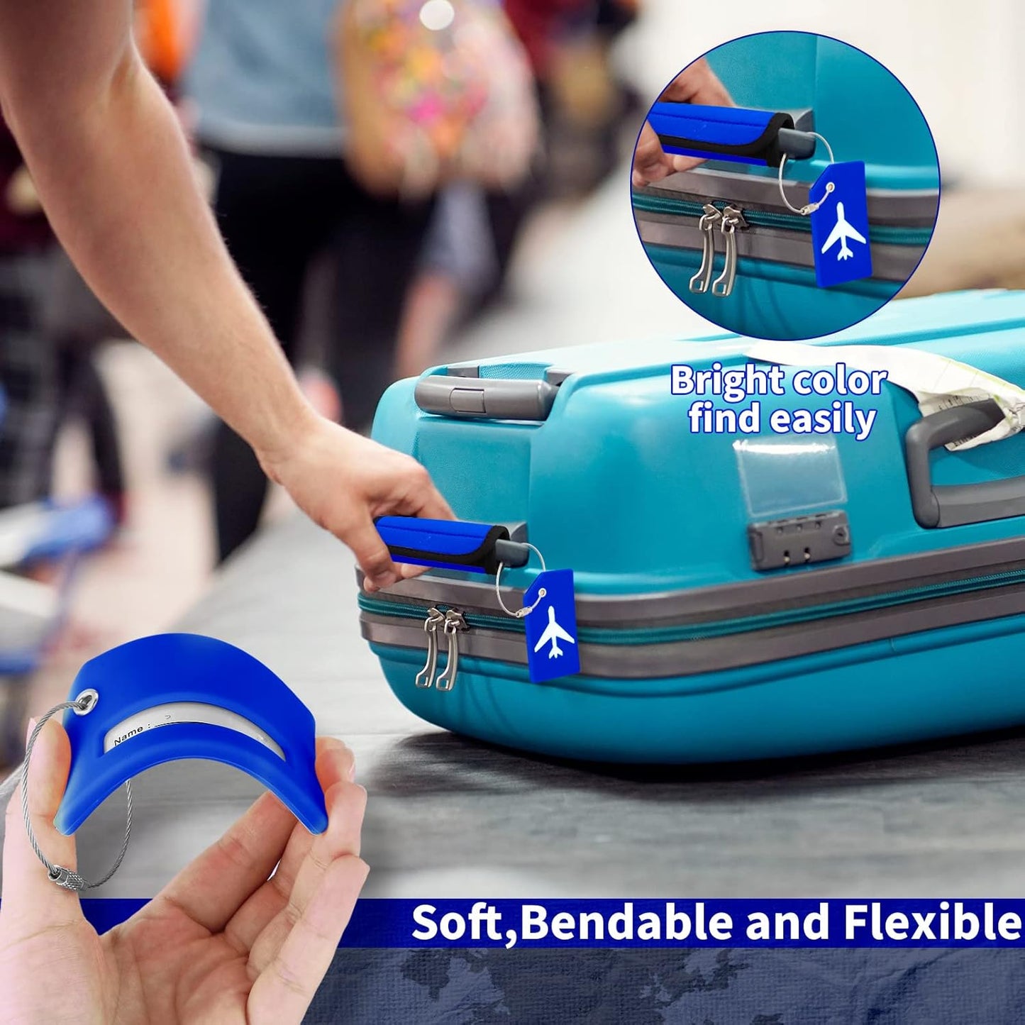 Sanwuta 8 Pcs Luggage Handle Wrap Tags Neoprene Suitcases Handle Wraps Silicone Luggage Identifiers