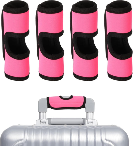 uxcell Luggage Handle Wrap, 4 Pcs Hollow Neoprene Handbag Grip Cover Protector Luggage Identifiers Suitcase Handle Wraps for Luggage Suitcase Travel Bags, Pink