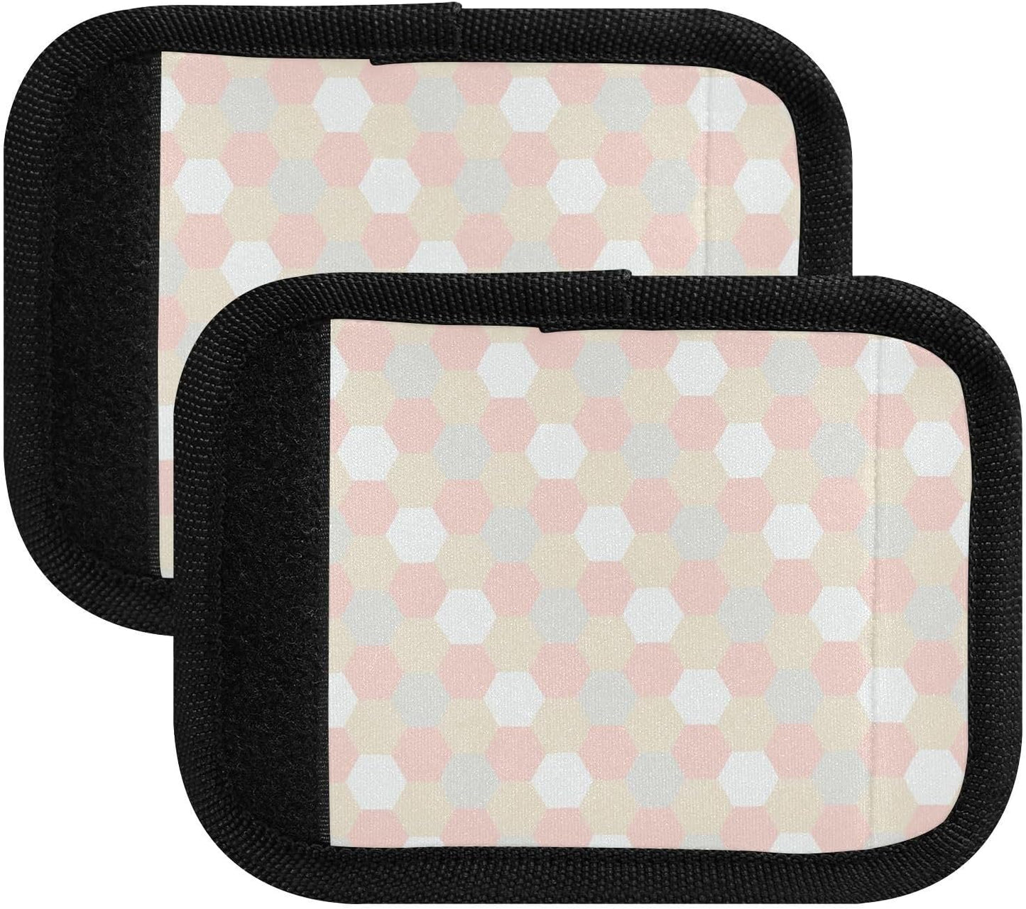 2 PC Luggage Handle Wrap Luggage Handle Covers Tags for Suitcase Bags Travel Luggage Handle Identifier Gripper Hexagon Geometric