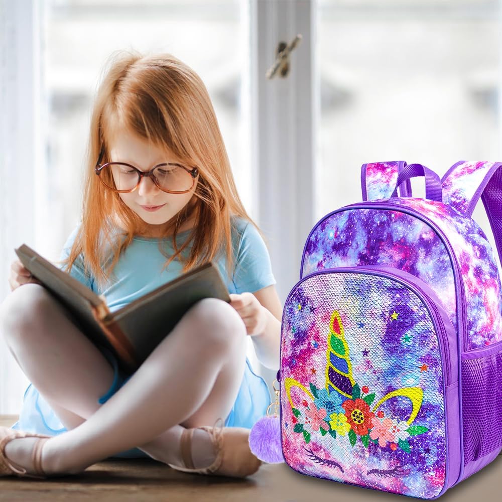 WZLVO Kids Backpack for Girls,Prechool Elementary Kindergarten School Bookbag and Lunch Box