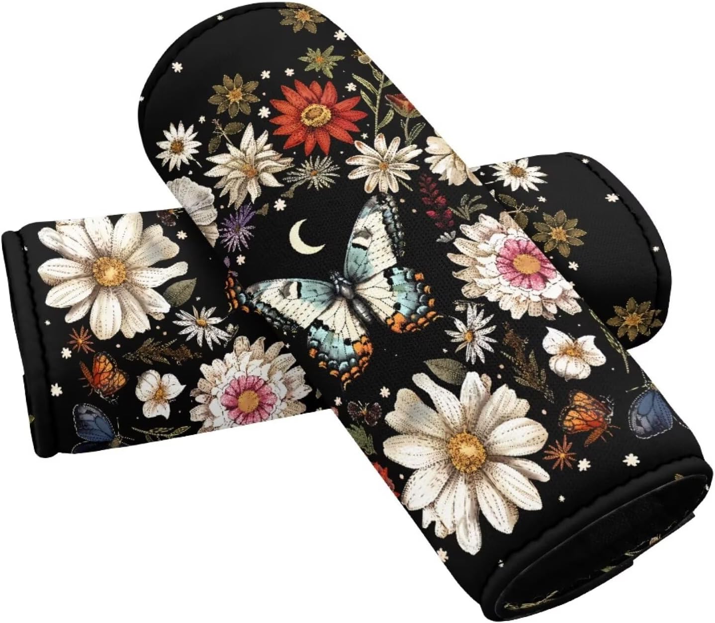 Butterfly Luggage Handle Wraps for Suitcase Flower Luggage Identifier Marker Grips Protector Suitcase Protective Handle Cover Grip Gloves Set of 2