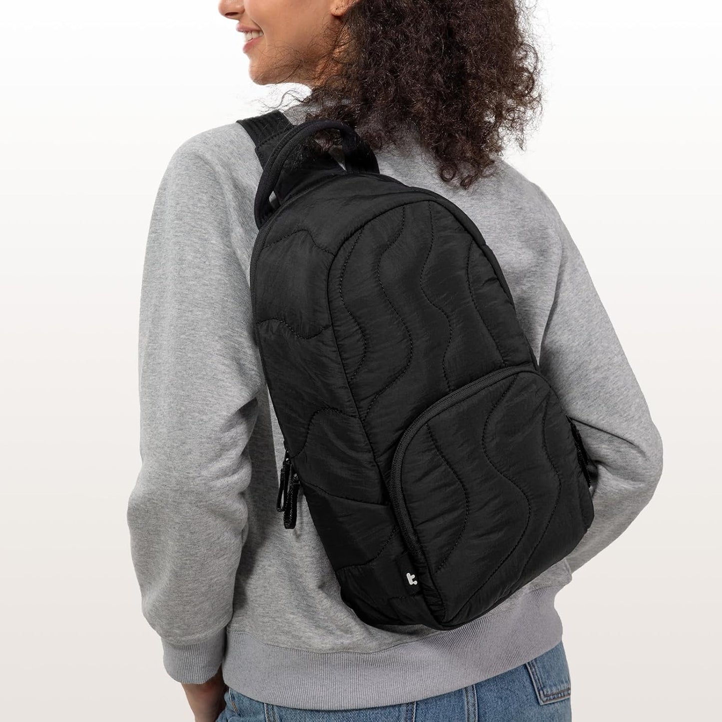 tomtoc 10L Puffy Sling Bag Backpack for Women Trendy, Quilted Padded Crossbody Bag for 11-inch iPad, iPad Air M3/M2, iPad Pro M5 2025/M4, Nintendo Switch 2, Lightweight Puffer Travel Chest Bag Daypack
