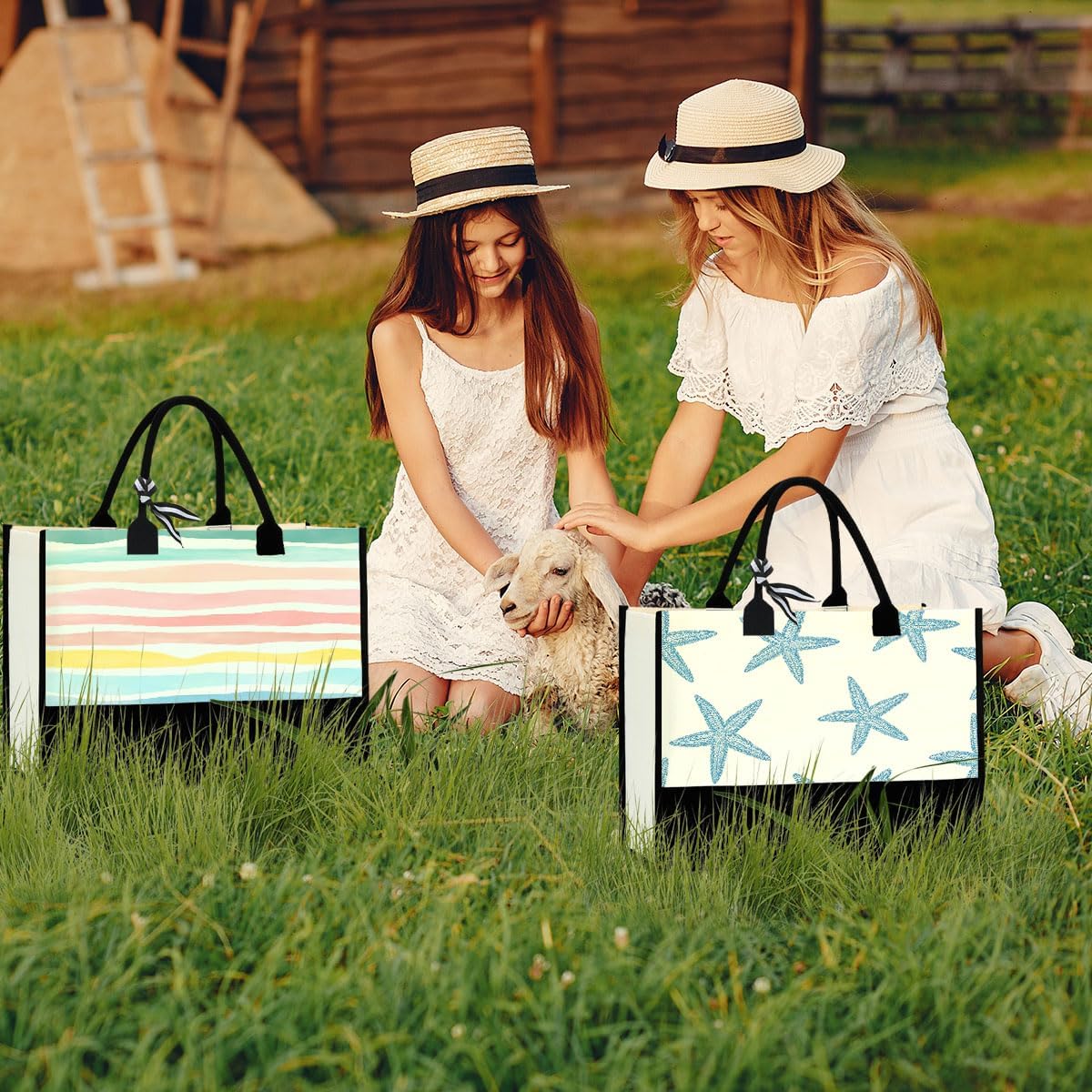 Fokongna Girls Trip 2025 For Women Friend Sister Travel Gifts Canvas Tote Bag Wet Bag for swimsuit Beach Bags Gifts