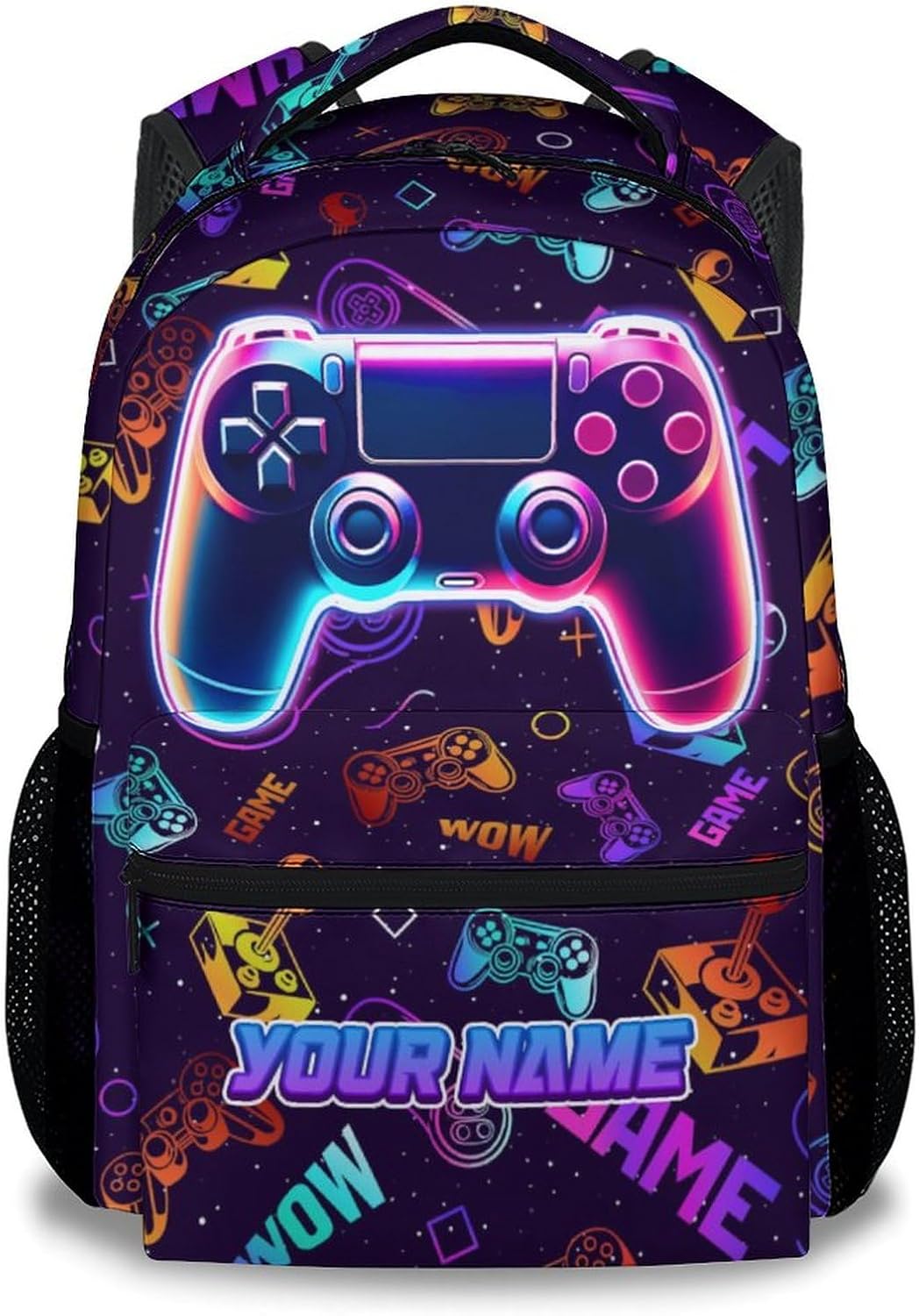 Kids Backpack - 17 Inch Custom Gamer Backpack for Boys Girls - Personalized Cool Gaming School Bag for Primary Middle