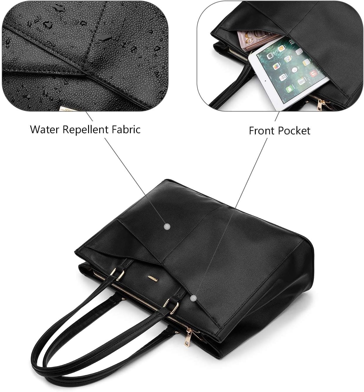 LOVEVOOK Laptop Bag for Women 17.3 Inch Tote Bags Waterproof Leather Briefcase Computer Women