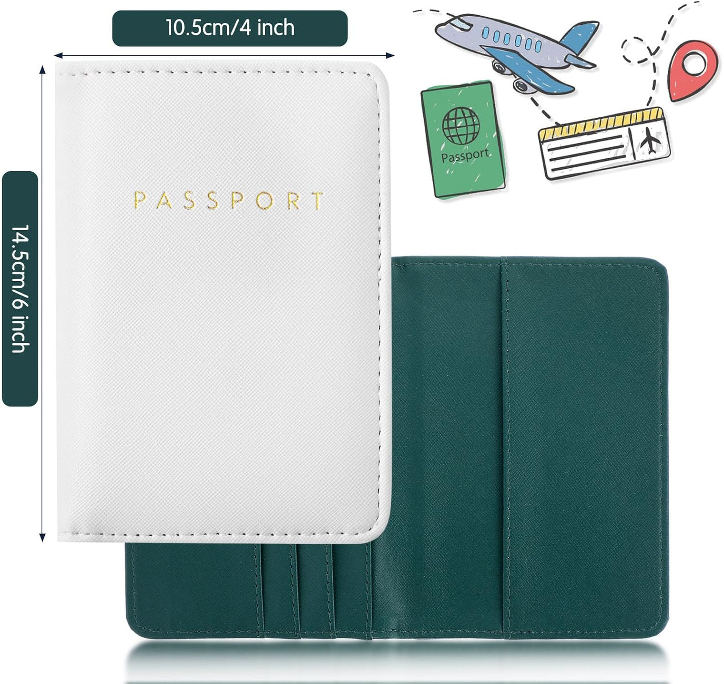 Frienda 2 Pieces Bridal Passport Covers Holder Waterproof Leather Holder Covers Travel Wallet Passport Case for Women and Men