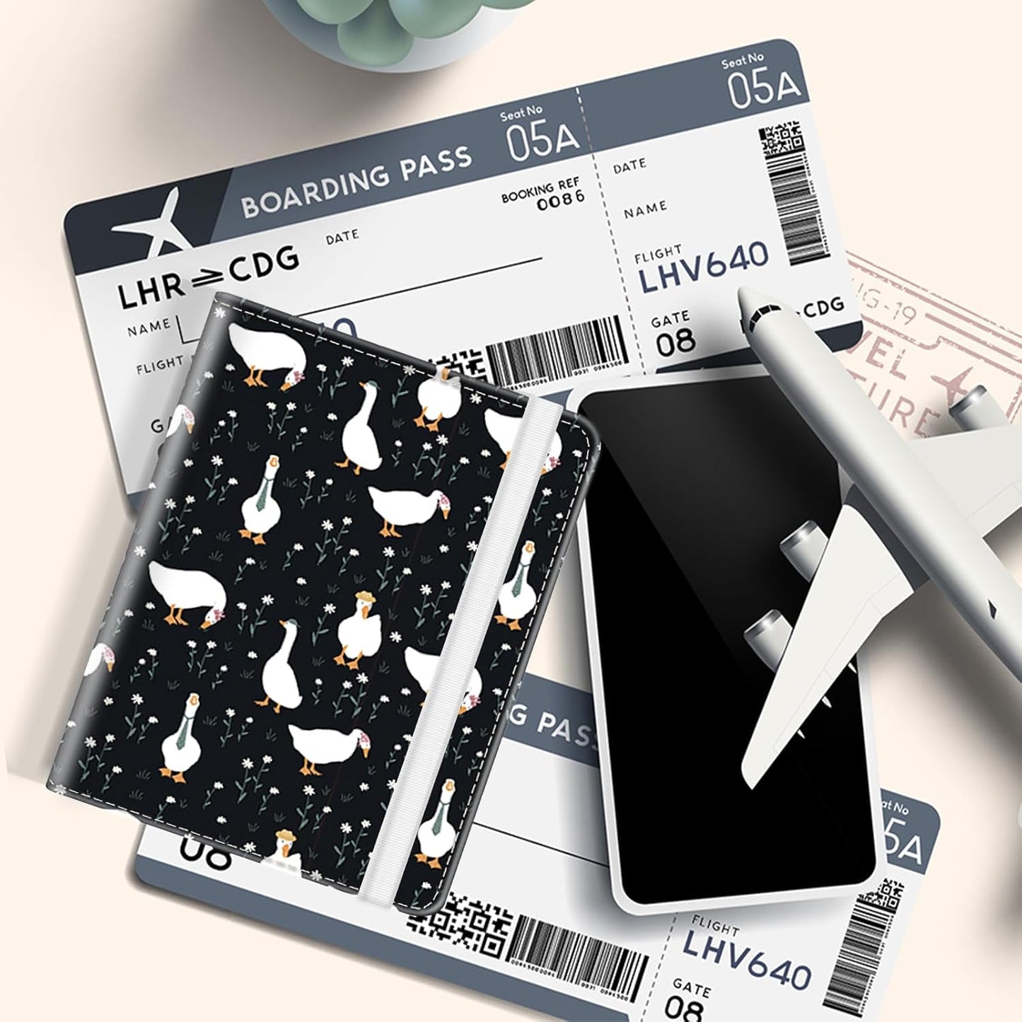 Passport Holder for Travel, Cute Passport Cover for Women Men, Waterproof PU Leather Rfid Blocking Passport Wallet with Credit Card Case for Travel Family, Boys Girls Travel Essentials